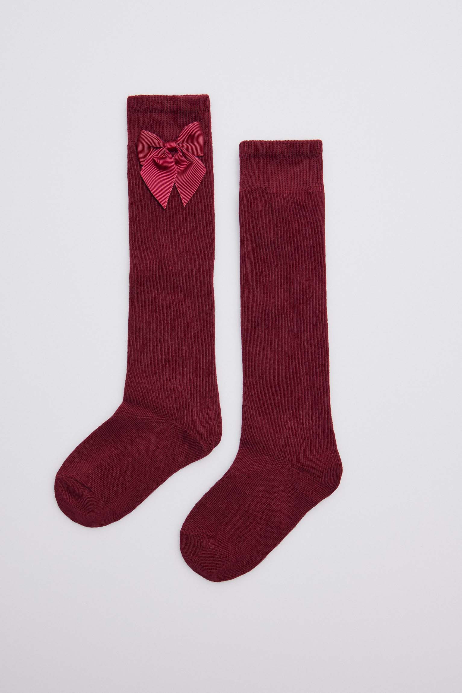 02820 1 calcetin largo lazo - Granate