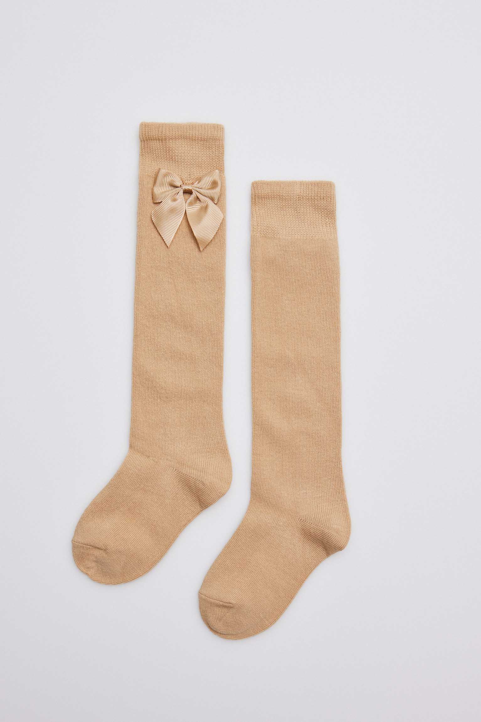 02820 1 calcetin largo lazo - Camel