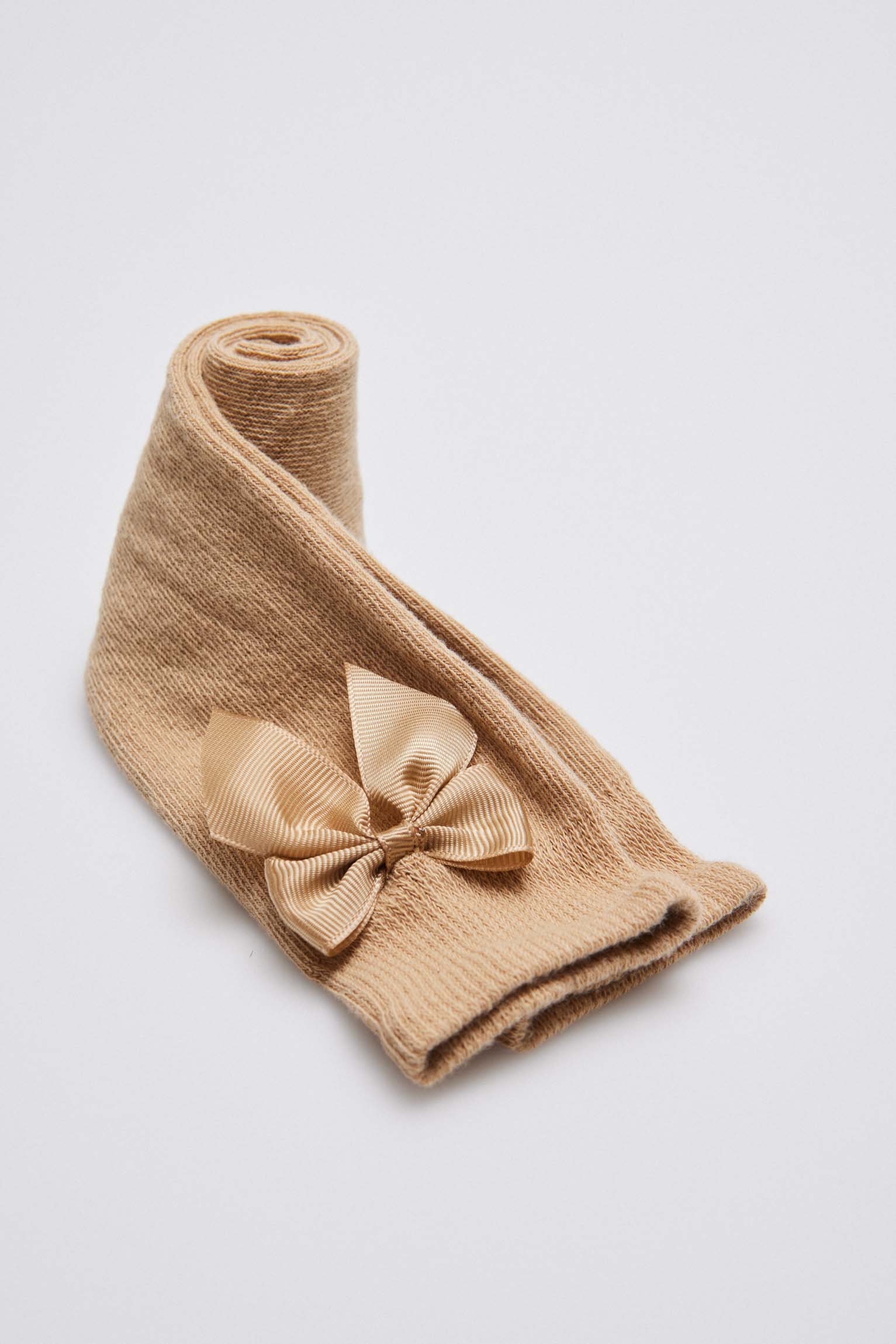 02820 2 calcetin largo lazo - Camel