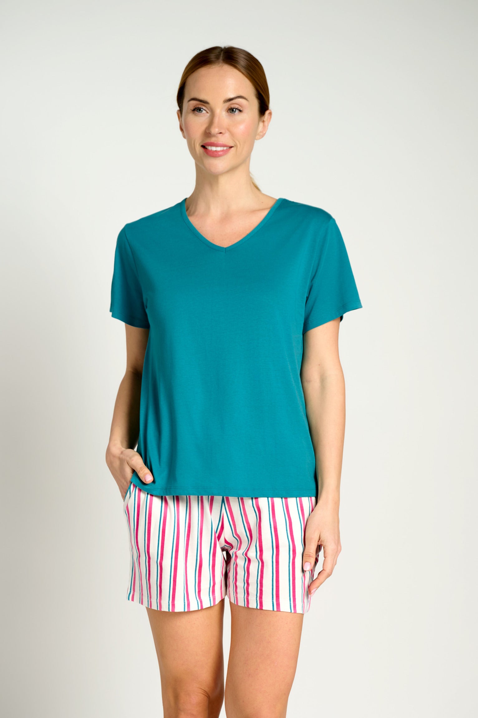 Pijama mujer corto algodón rayas | MUYDEMI - Ysabel Mora