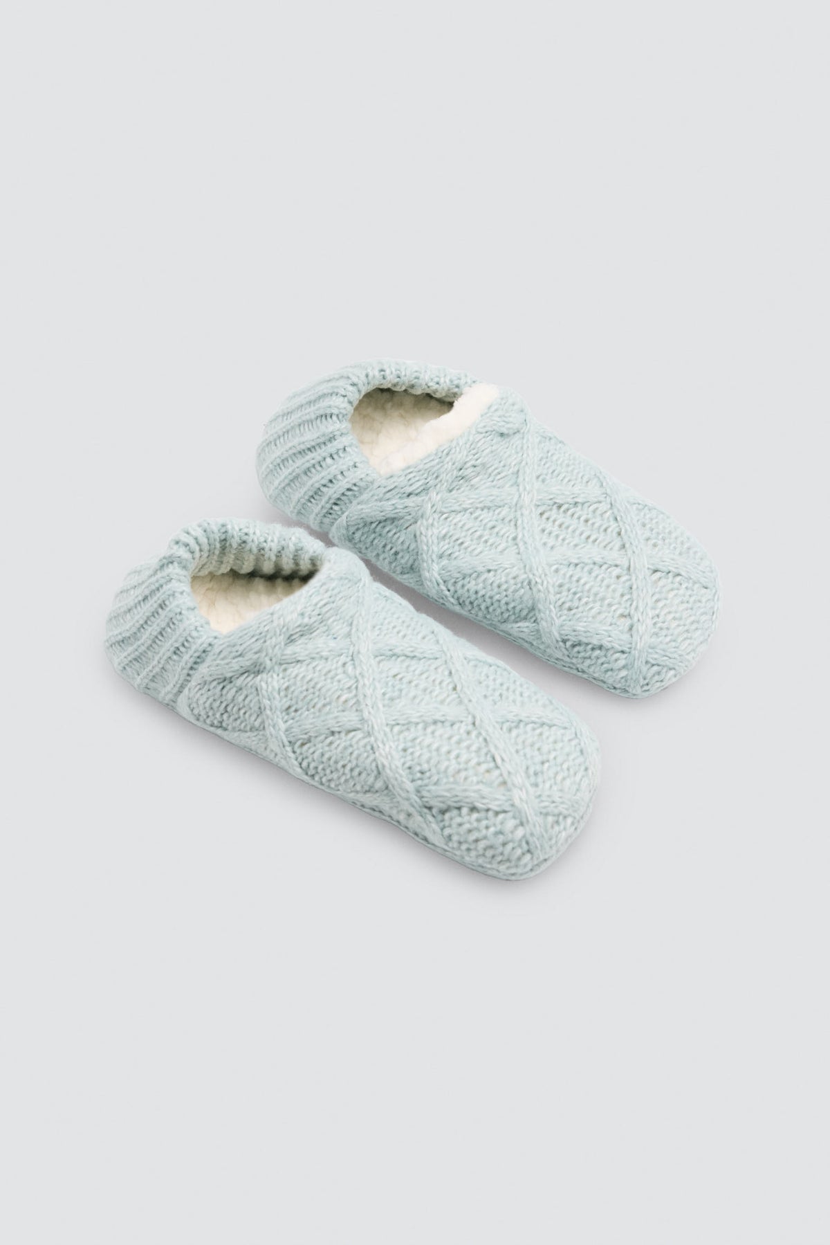 Pantufas-meia de mulher antiderrapantes azul-claro