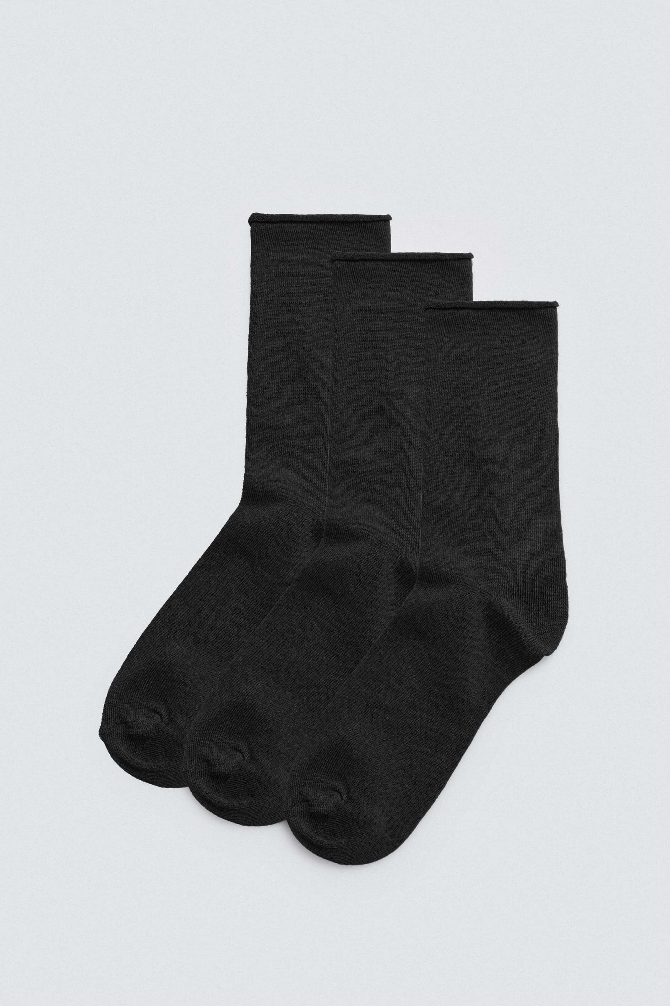 Pacote de 3 meias quentes de bambu sem punho preto