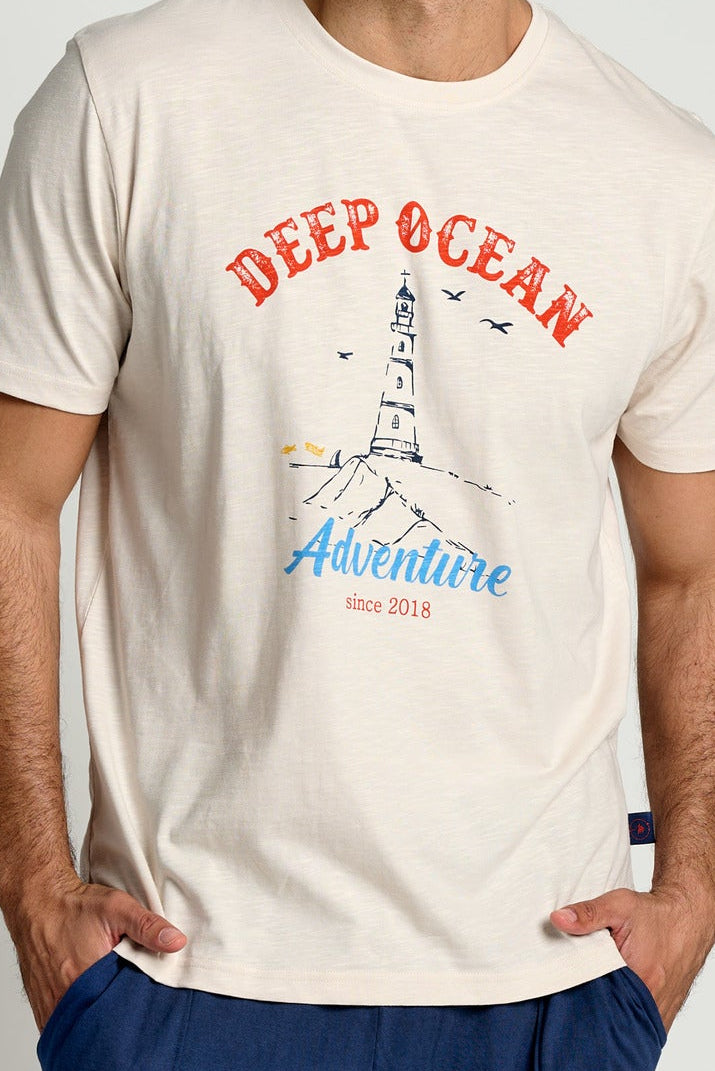 Pijama masculino de algodão com mangas curtas Ocean Adventure | MUYDEMI