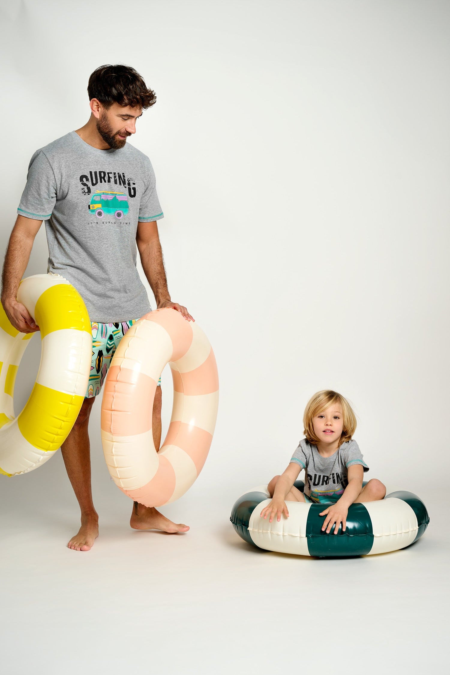 Pijama curto de algodão estilo surfista para crianças | MUYDEMI