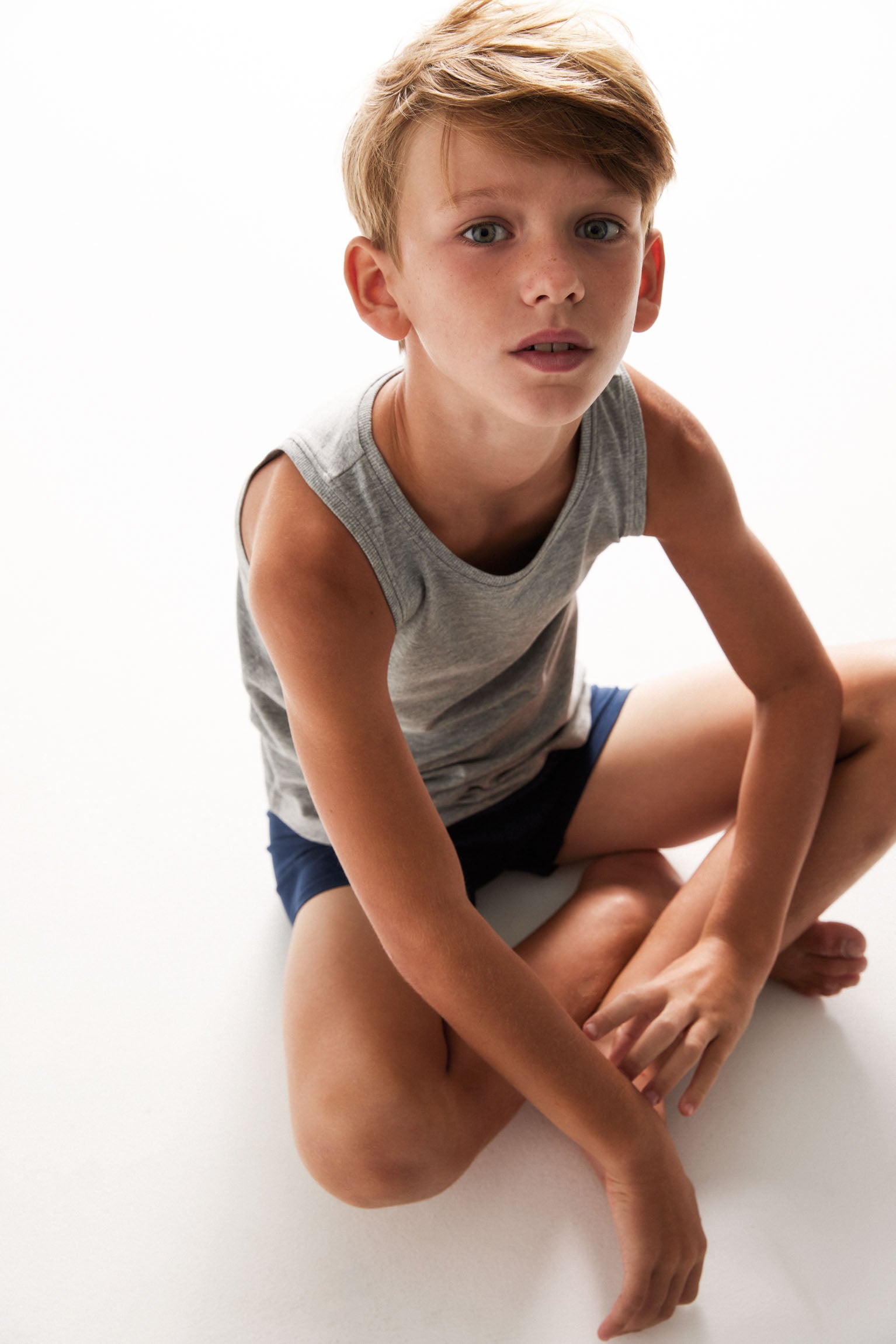Pack de 2 boxers de menino em algodão azul marinho e cinzento