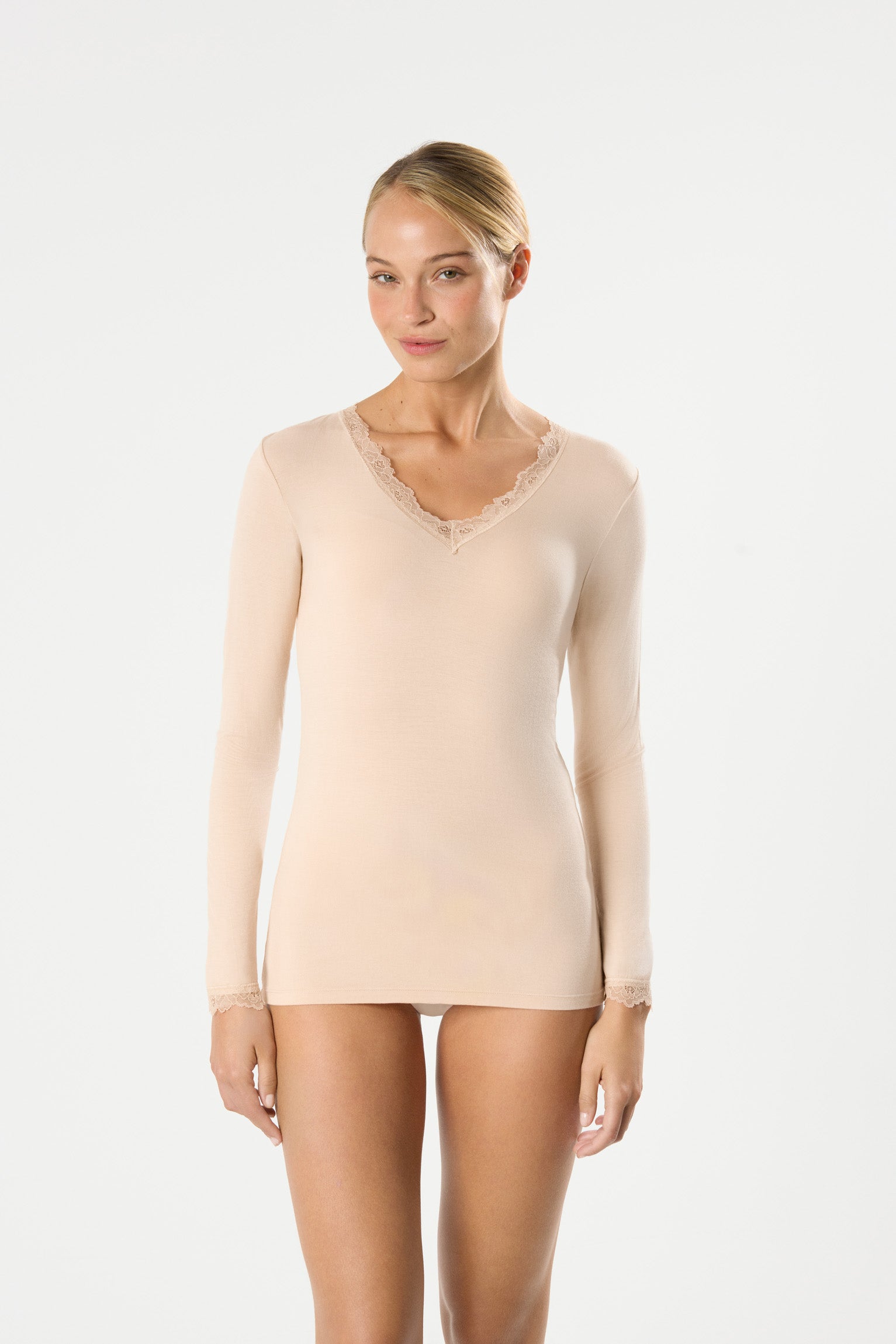Camiseta de manga comprida de bambu nude