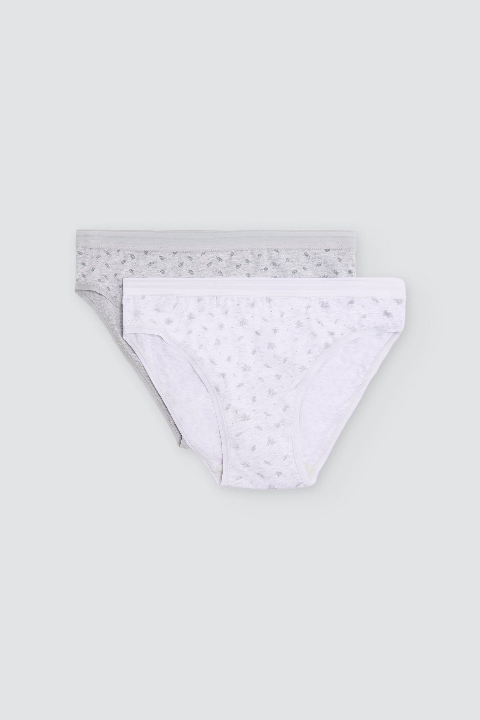 Pack de 2 cuecas midi estampadas de algodão, cinzento