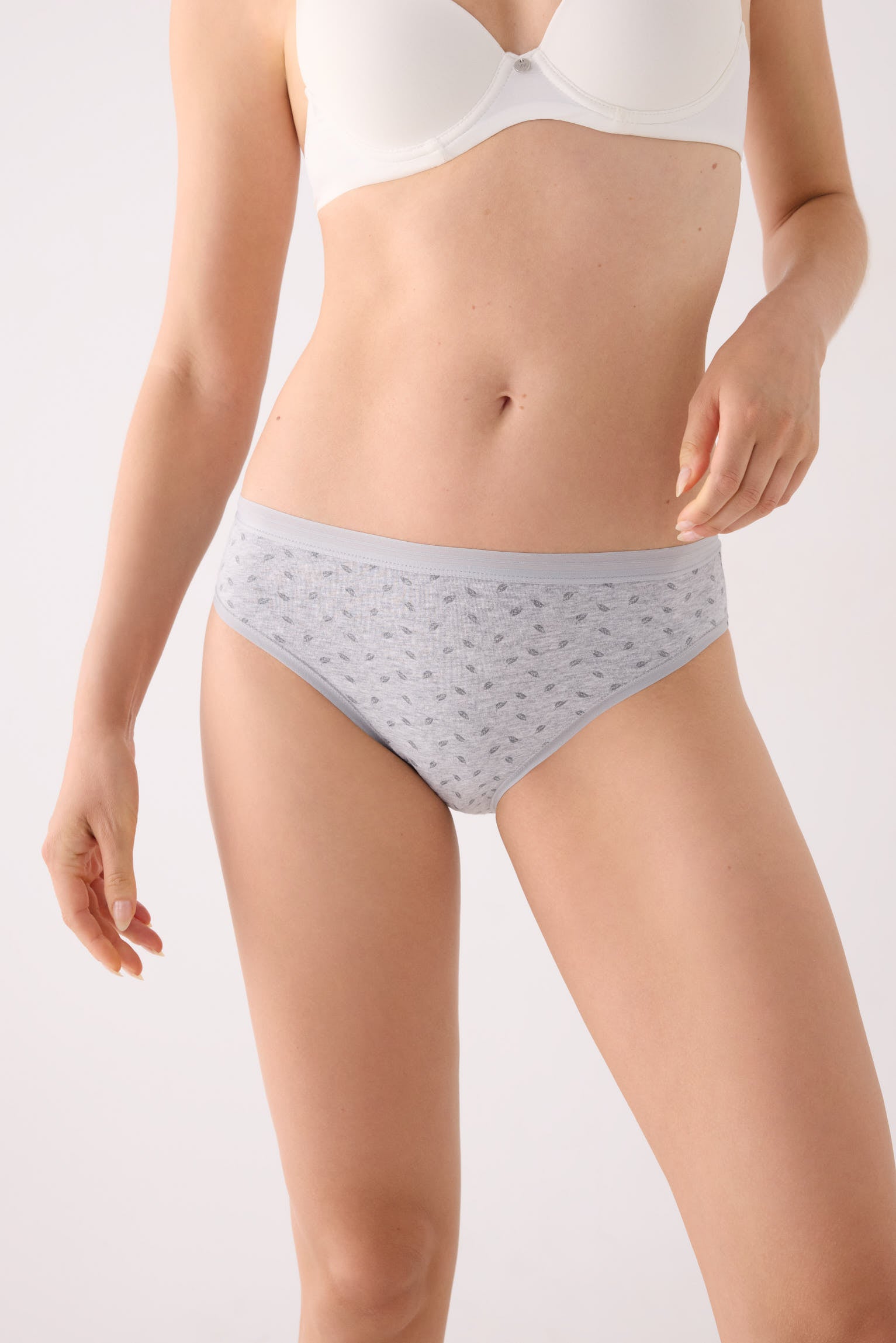 Pack de 2 cuecas midi estampadas de algodão, cinzento