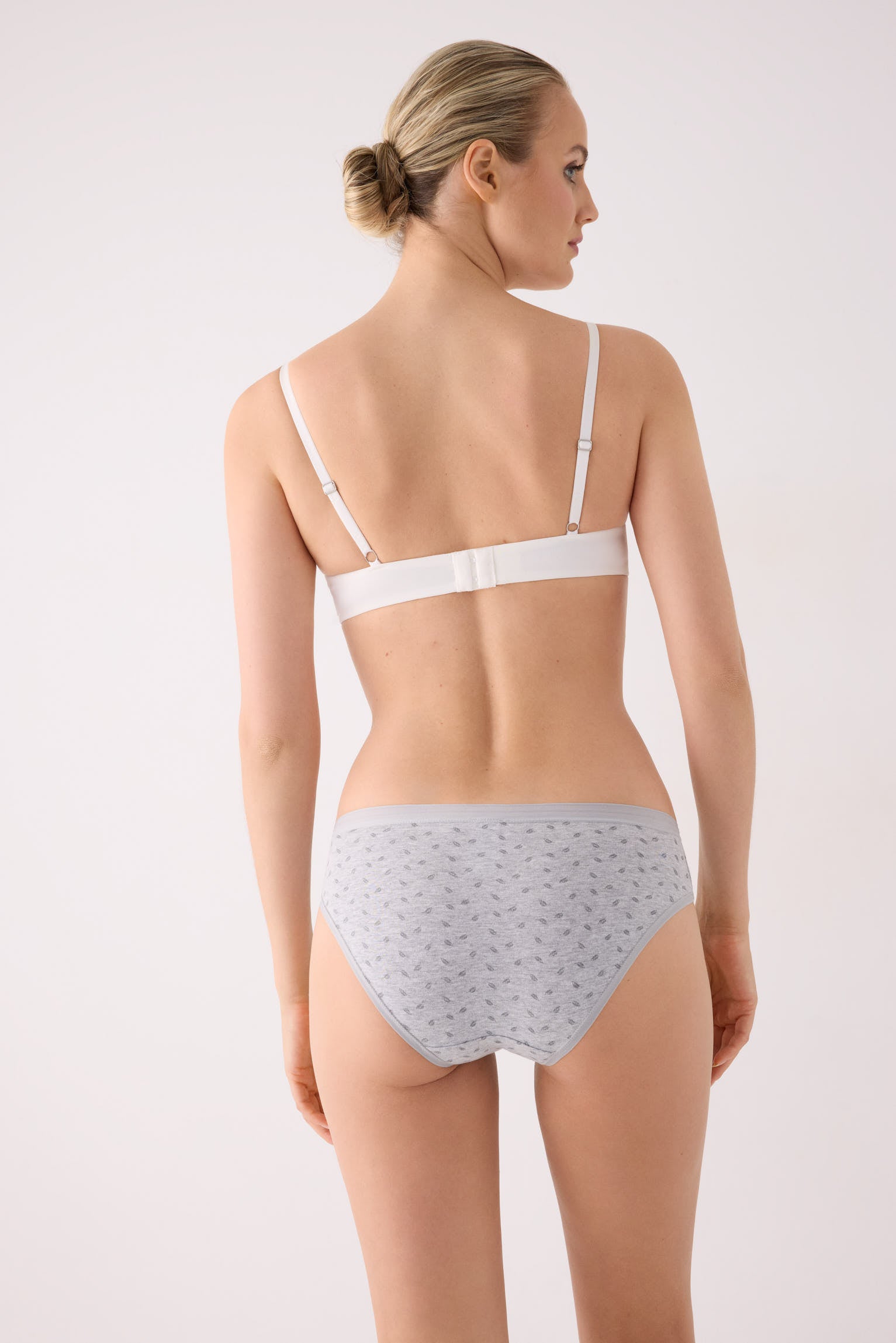 Pack de 2 cuecas midi estampadas de algodão, cinzento