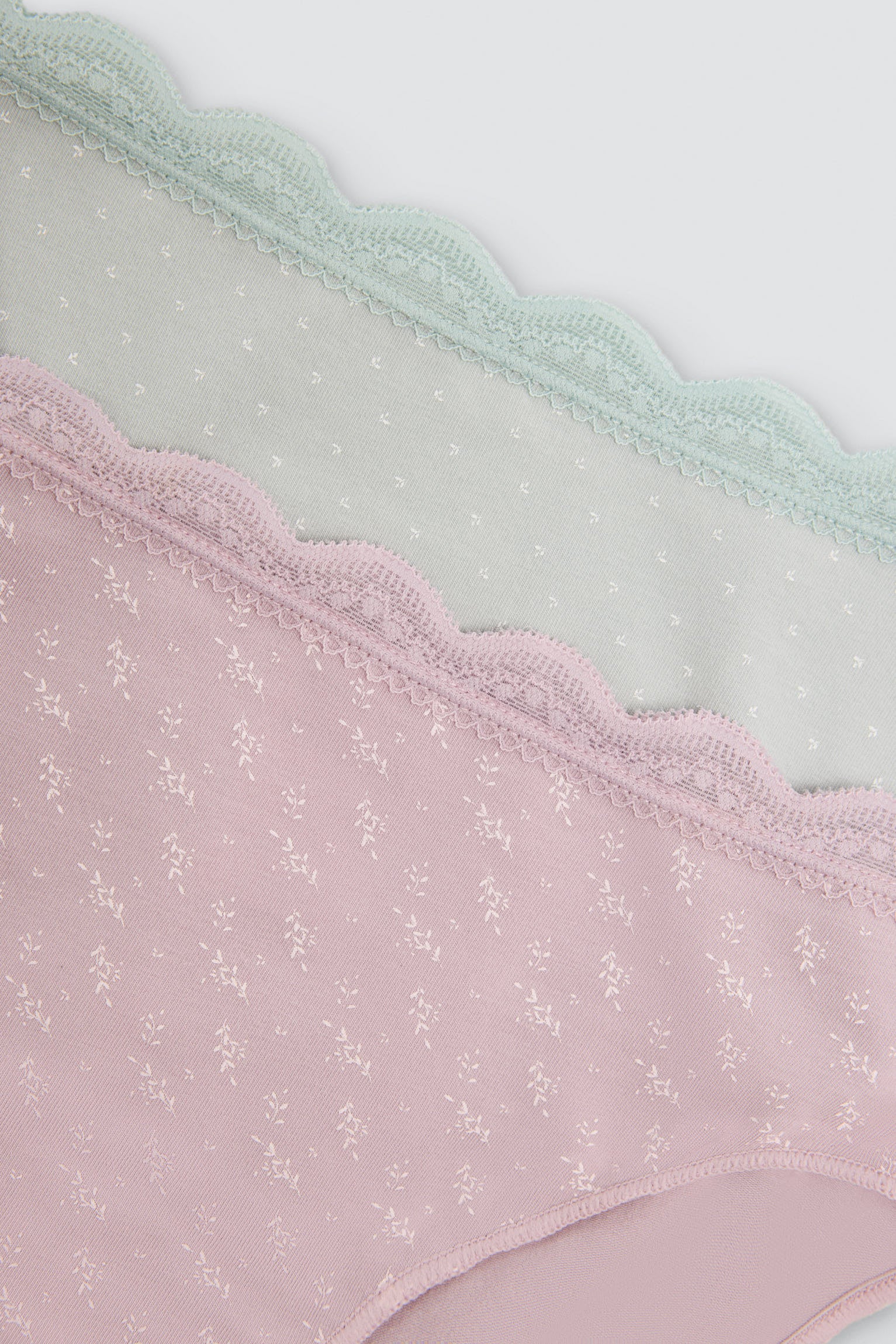 Pack de 2 cuecas midi de algodão com rebordo de renda, multicolor