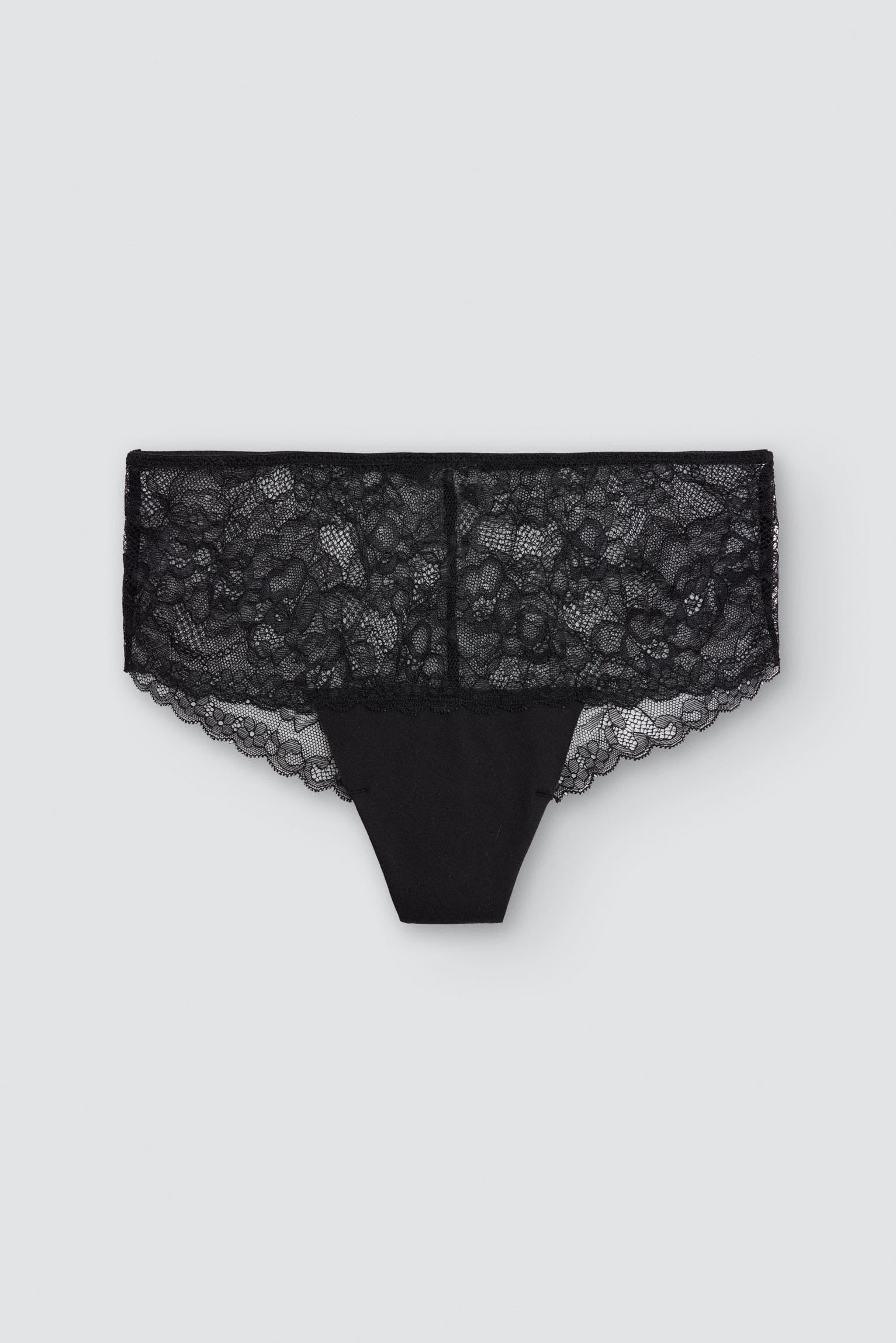 Cueca hipster brasileira algodão com corte a laser e renda preto