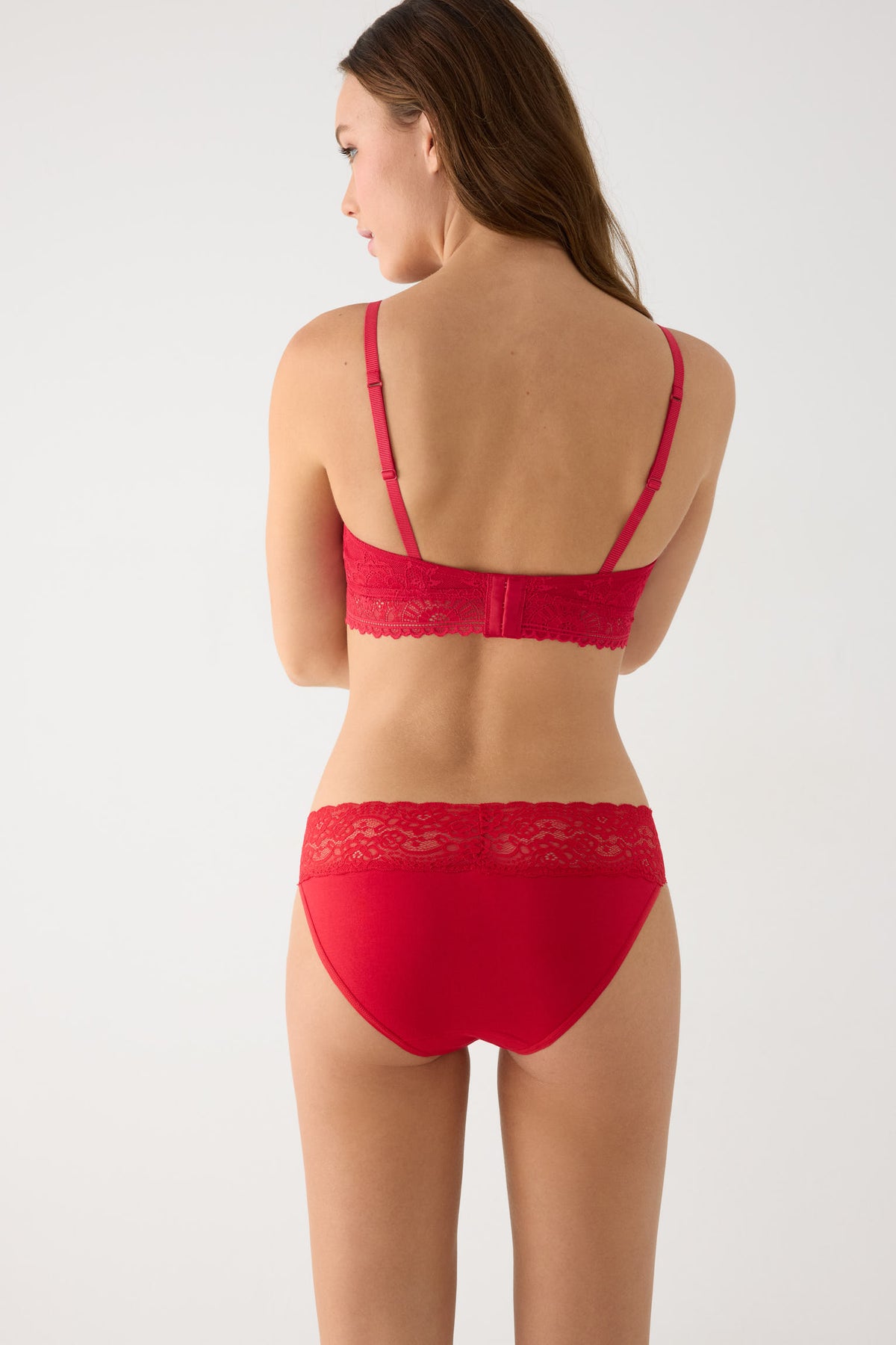 Braga midi mujer algodón encaje rojo