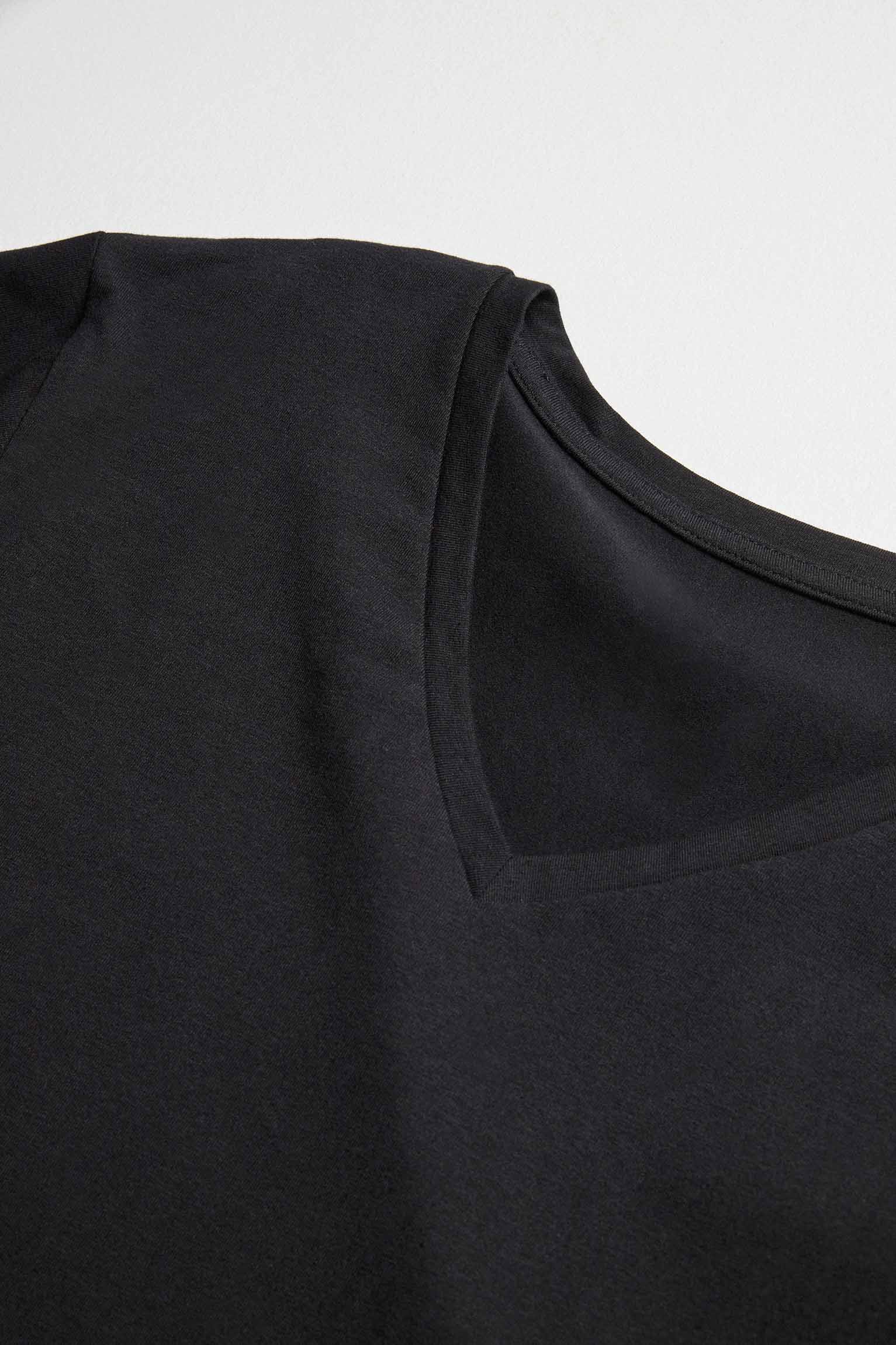 20101 1 camiseta interior manga larga cuello pico - Negro