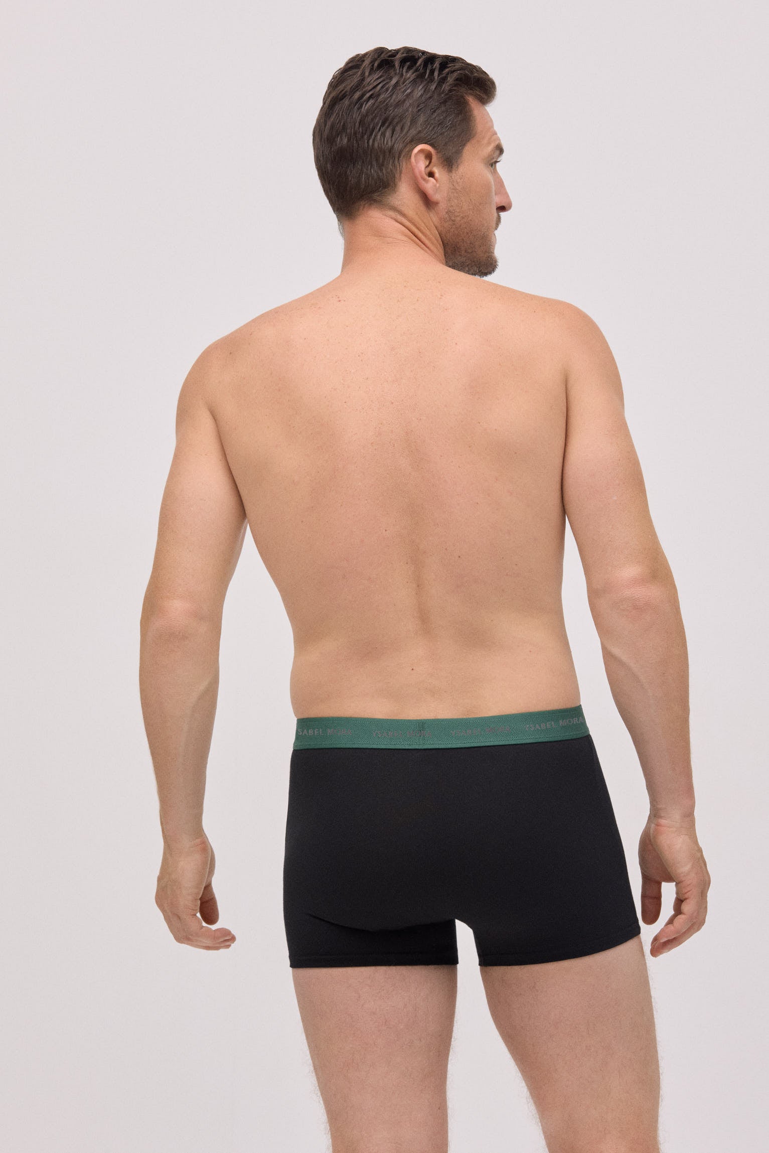 Pacote com 6 cuecas boxer pretas com faixa colorida