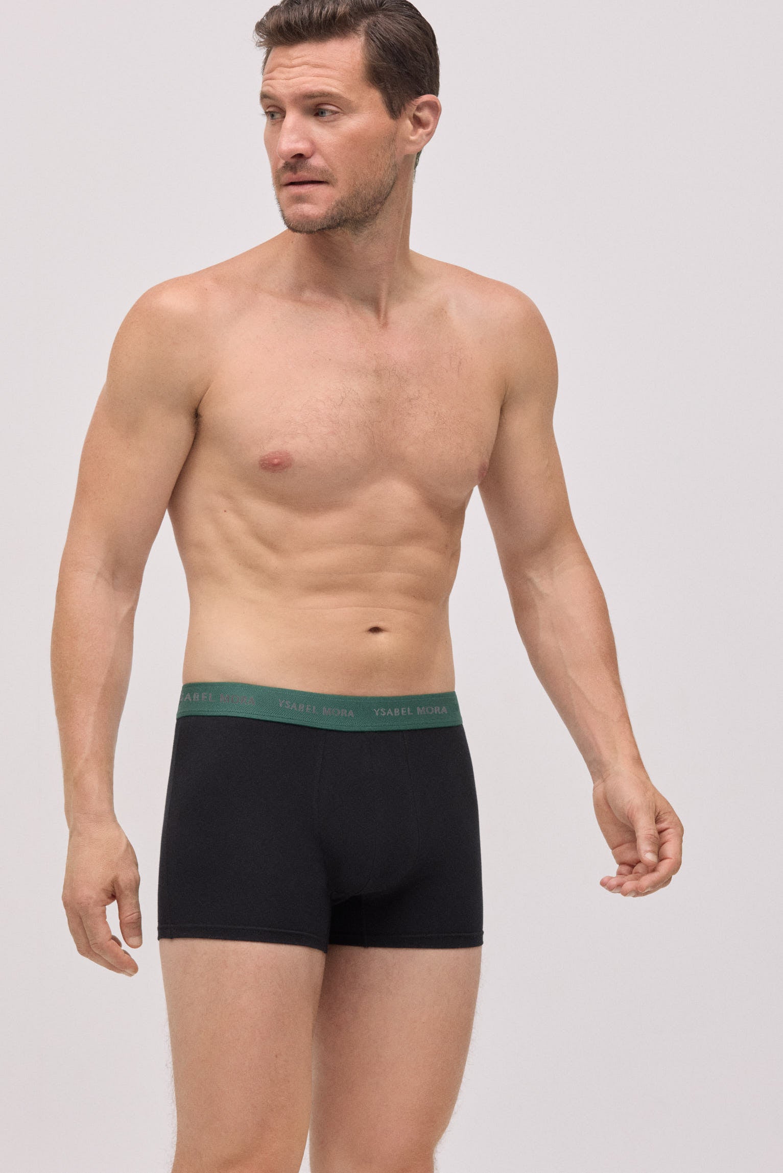 Pacote com 6 cuecas boxer pretas com faixa colorida