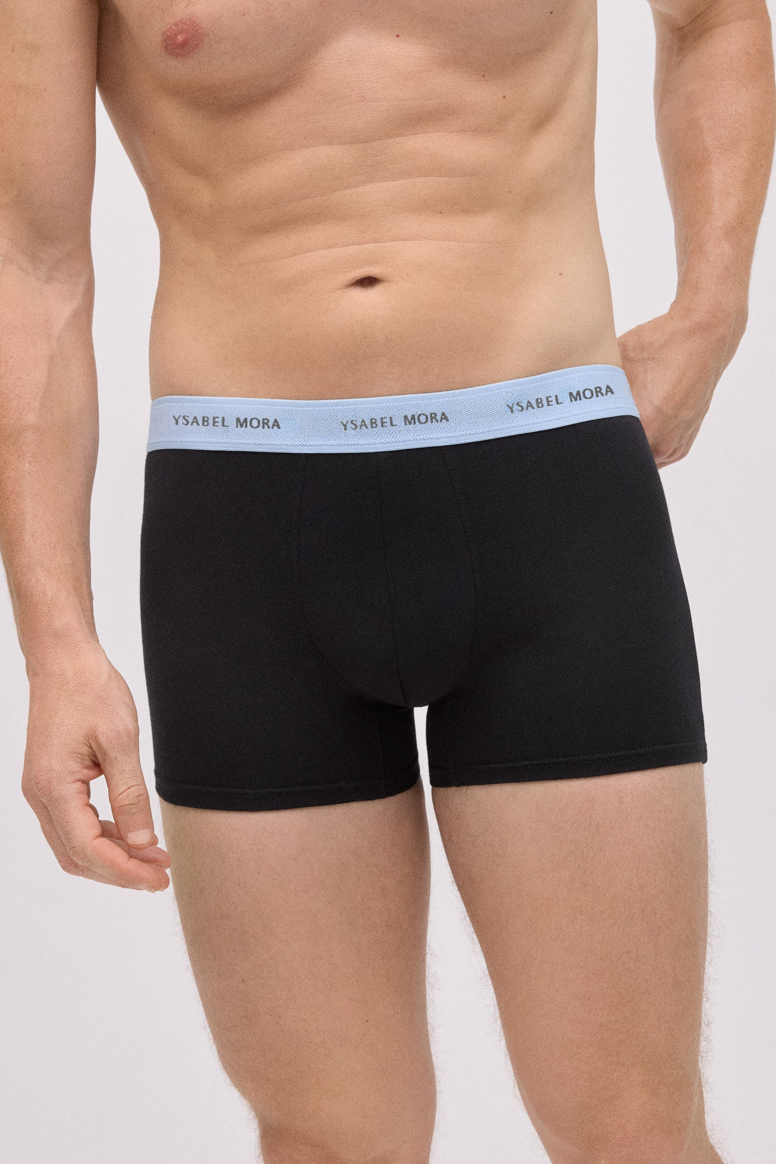 Pacote com 6 cuecas boxer pretas com faixa colorida
