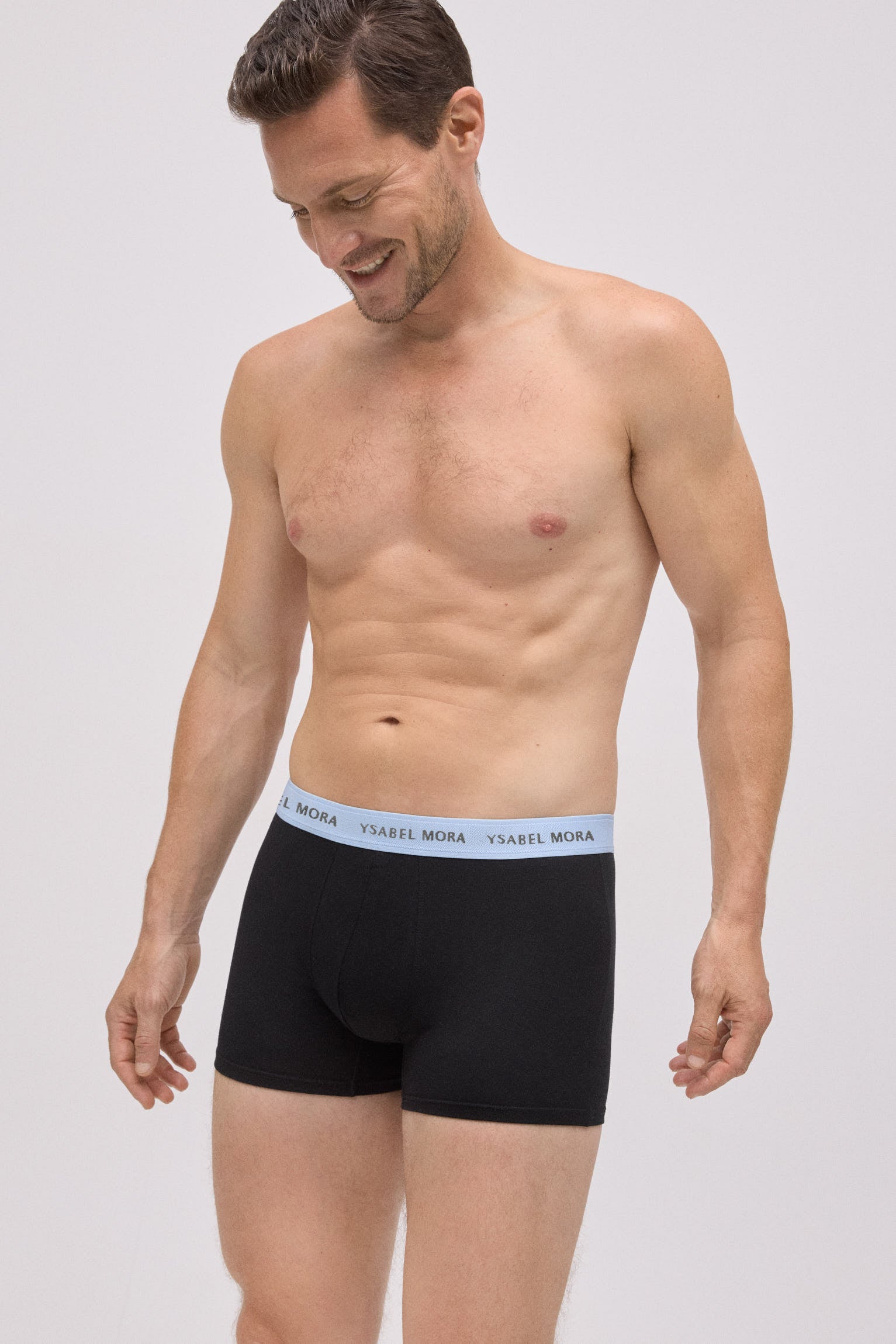 Pacote com 6 cuecas boxer pretas com faixa colorida