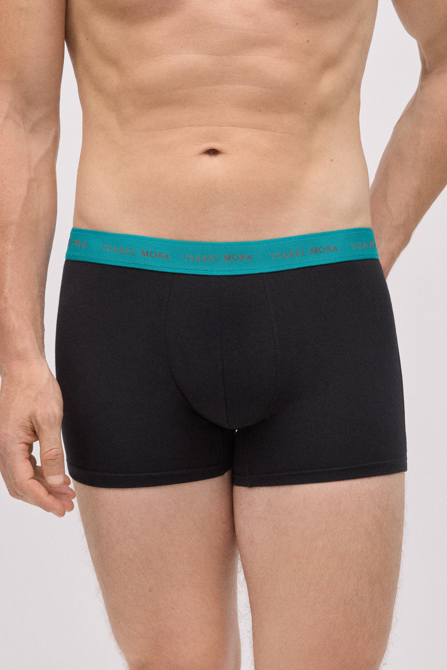 Pacote com 6 cuecas boxer pretas com faixa colorida
