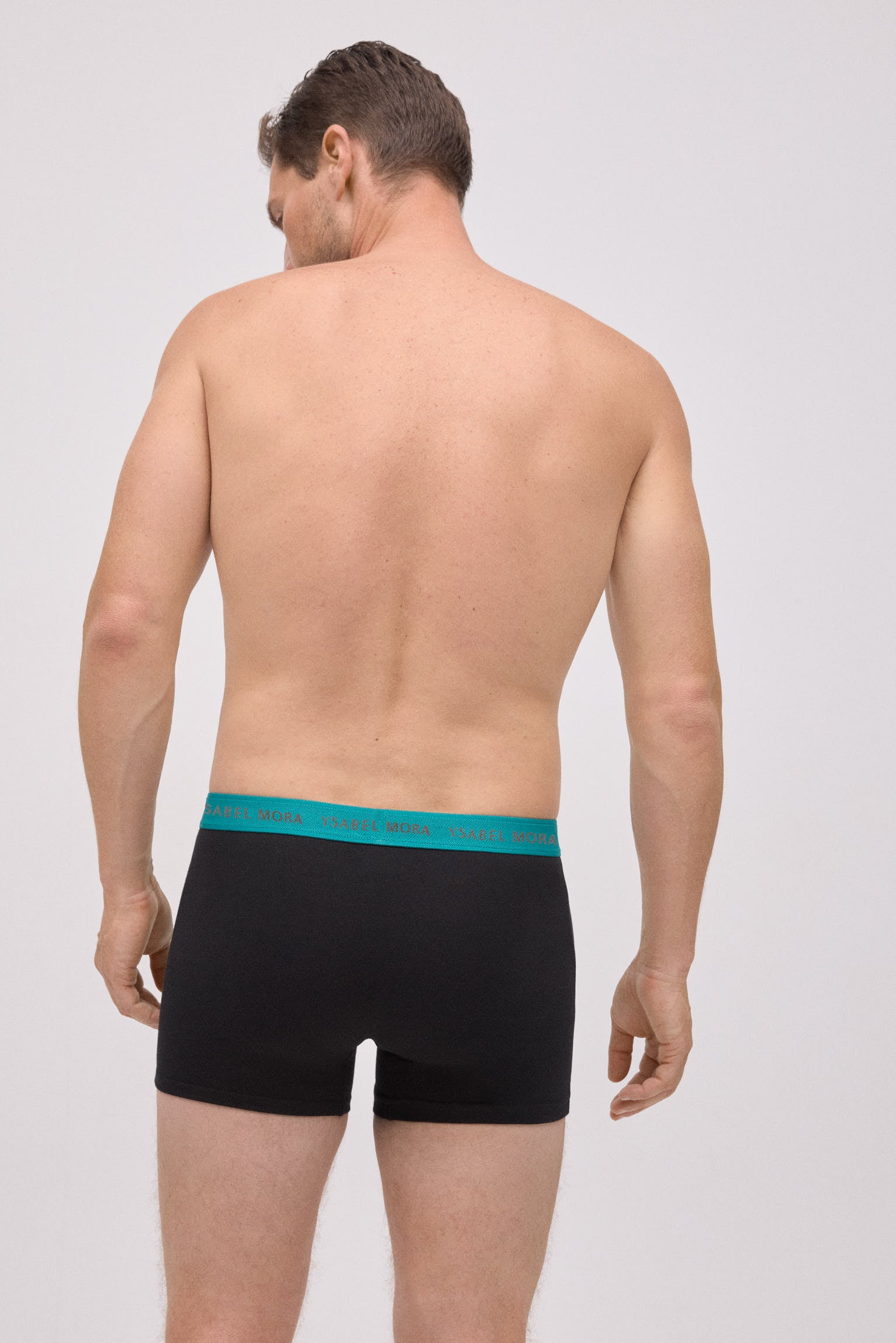 Pacote com 6 cuecas boxer pretas com faixa colorida