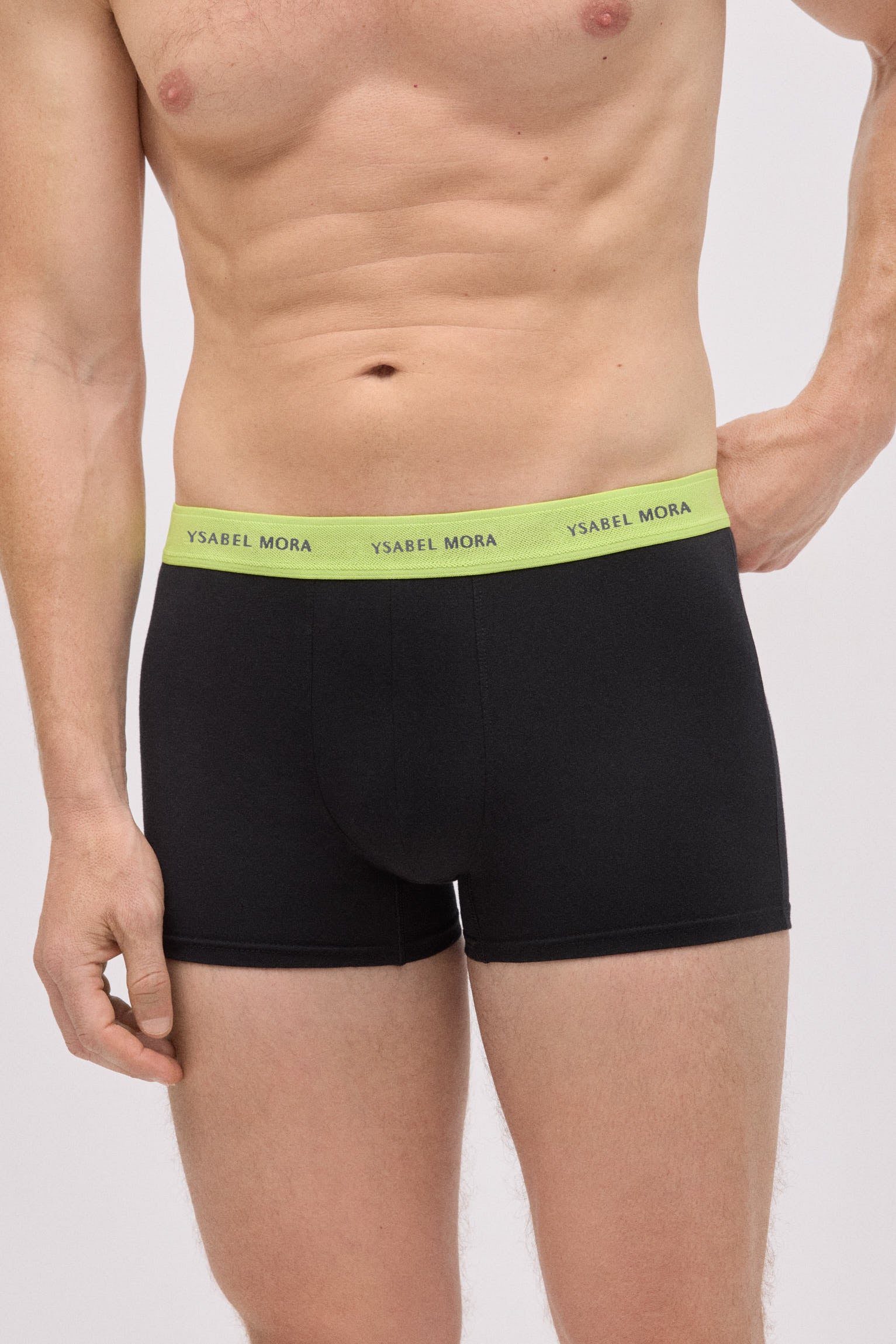 Pacote com 6 cuecas boxer pretas com faixa colorida