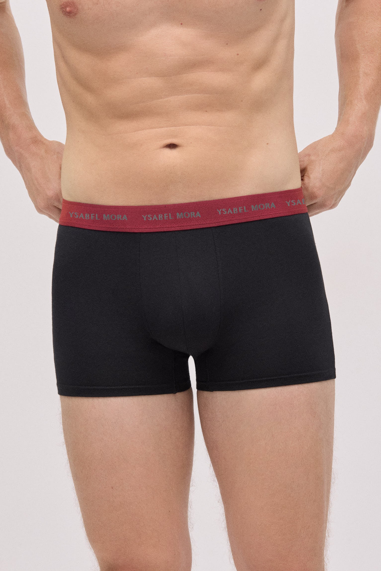 Pacote com 6 cuecas boxer pretas com faixa colorida