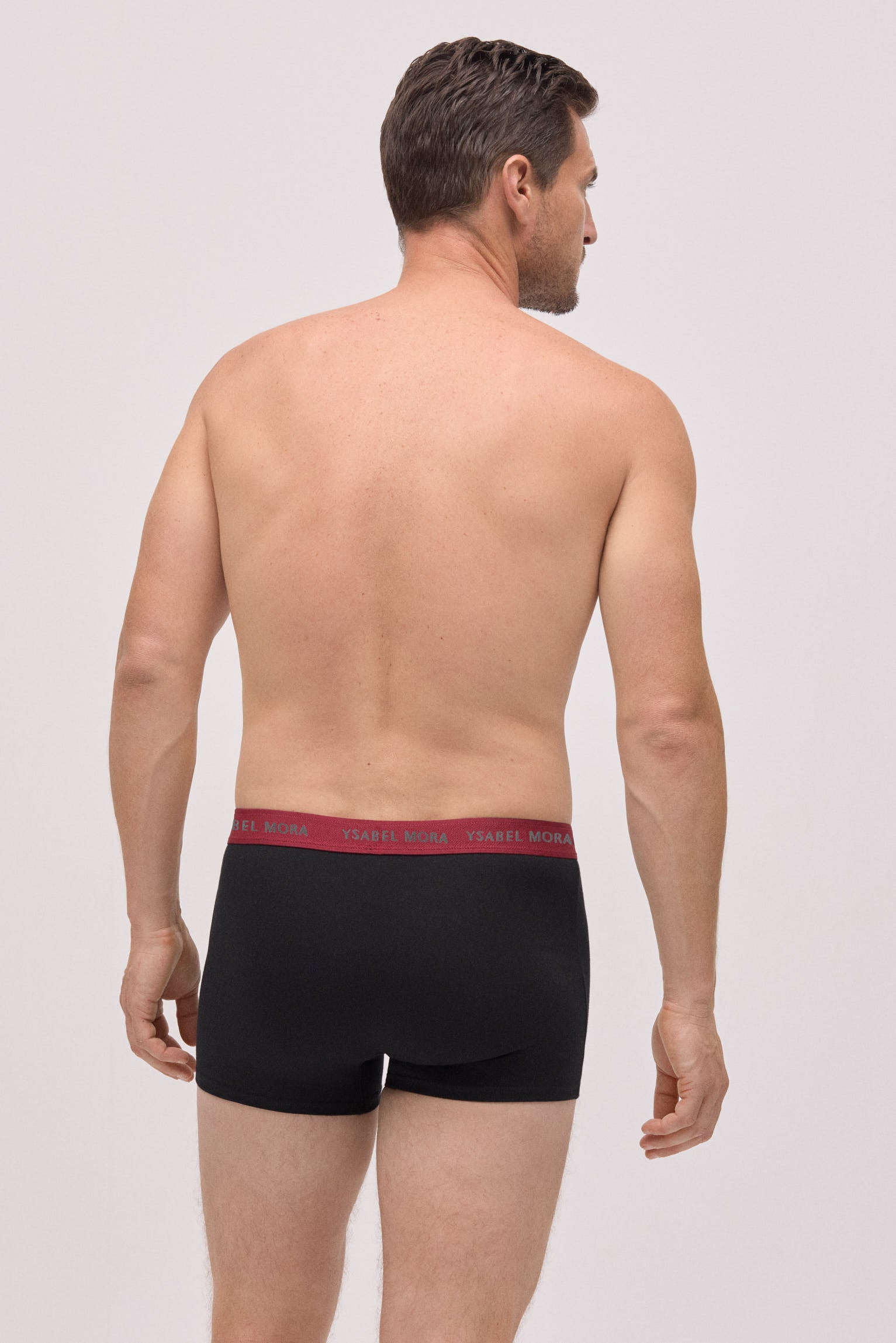 Pacote com 6 cuecas boxer pretas com faixa colorida