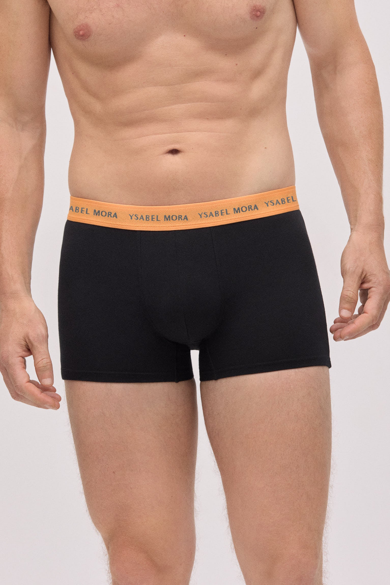 Pacote com 6 cuecas boxer pretas com faixa colorida