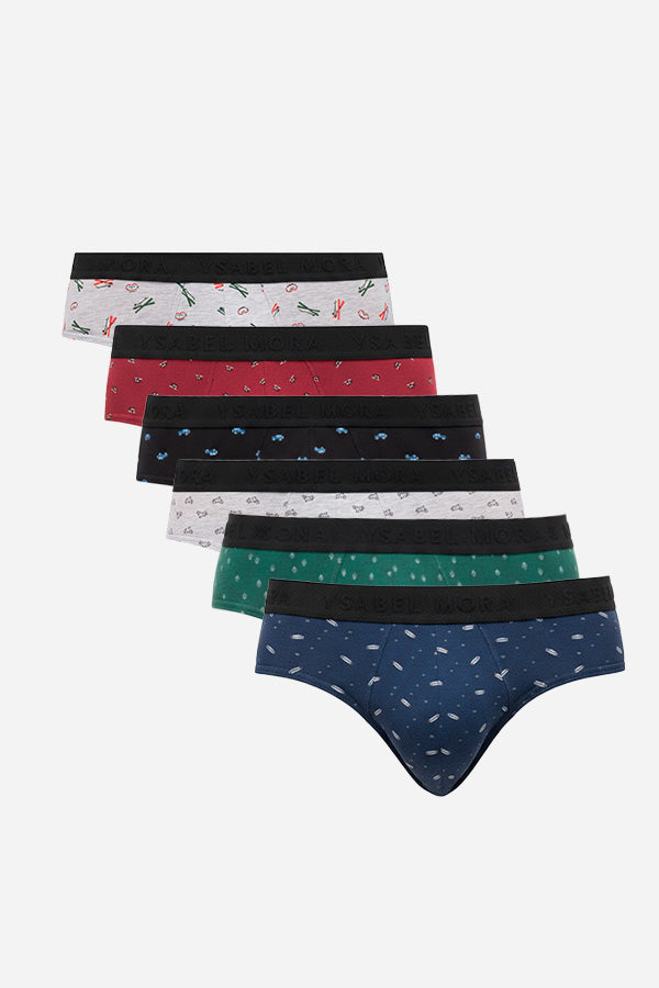 Pacote com 6 cuecas impressas