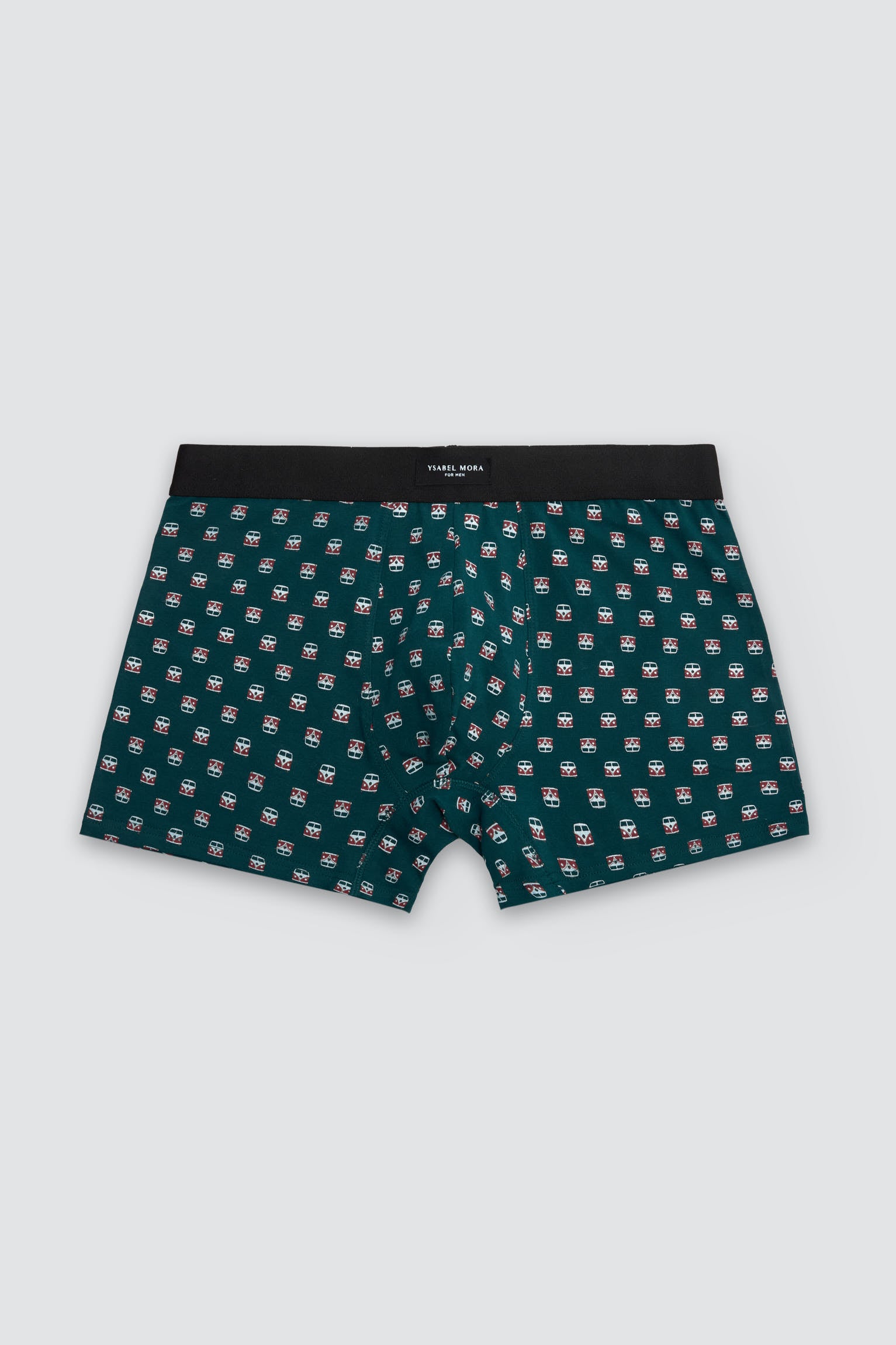 Conjunto de 2 cuecas boxer com estampas sortidas: caravana e palmeira.