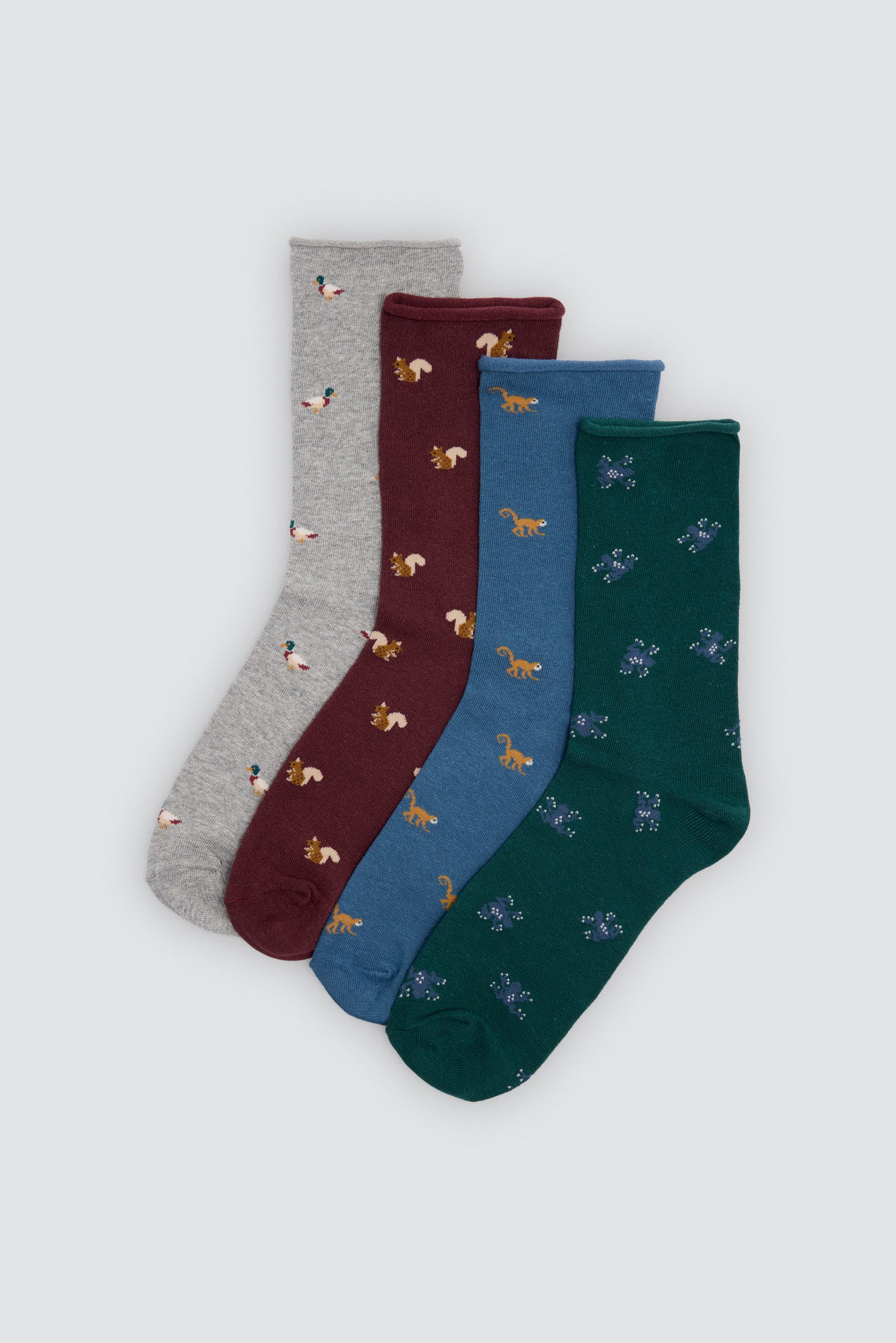 Pack de 4 meias sem punho com estampados de animais