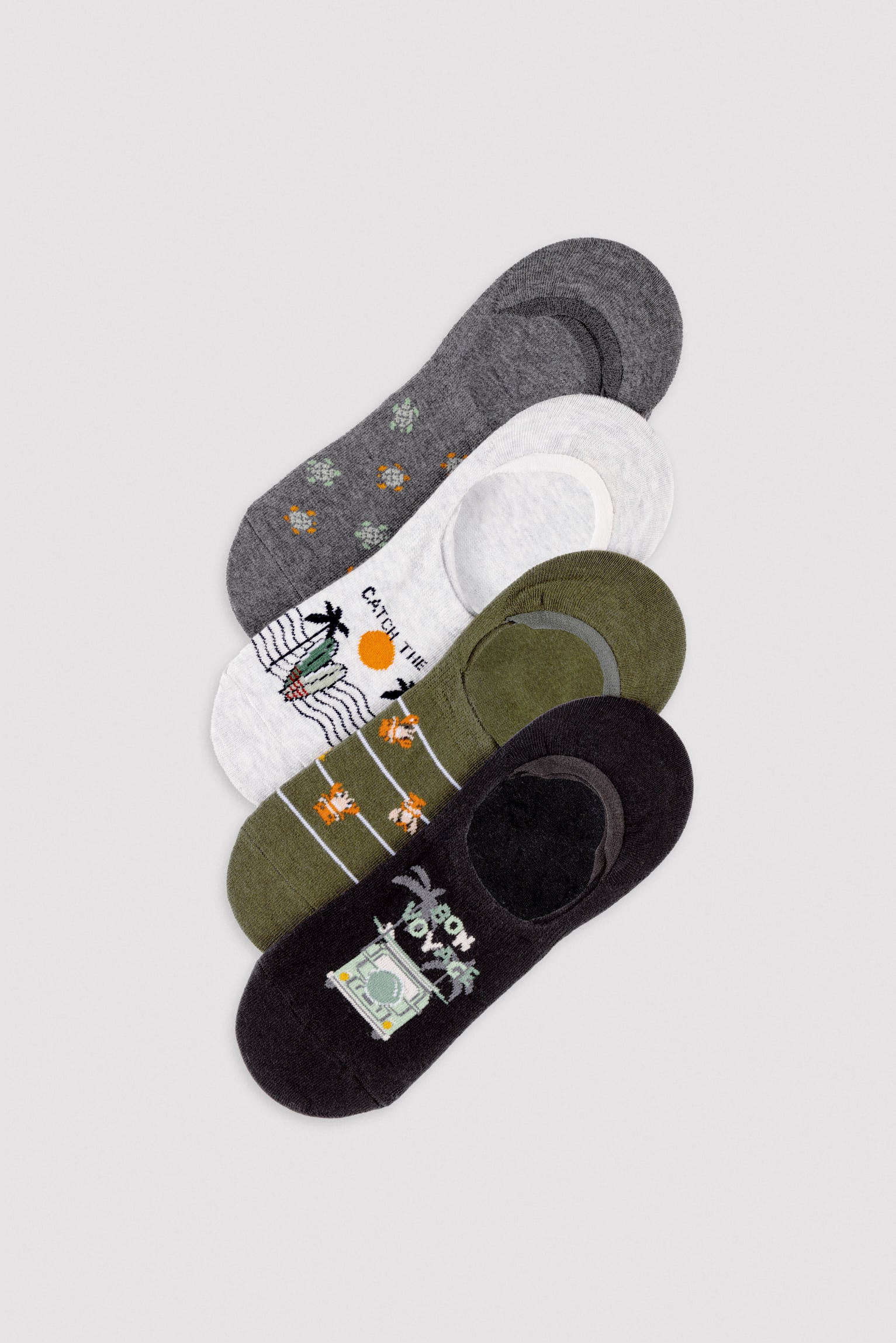 Pacote com 4 dedo mindinhos masculinos com estampa "Bon Voyage"