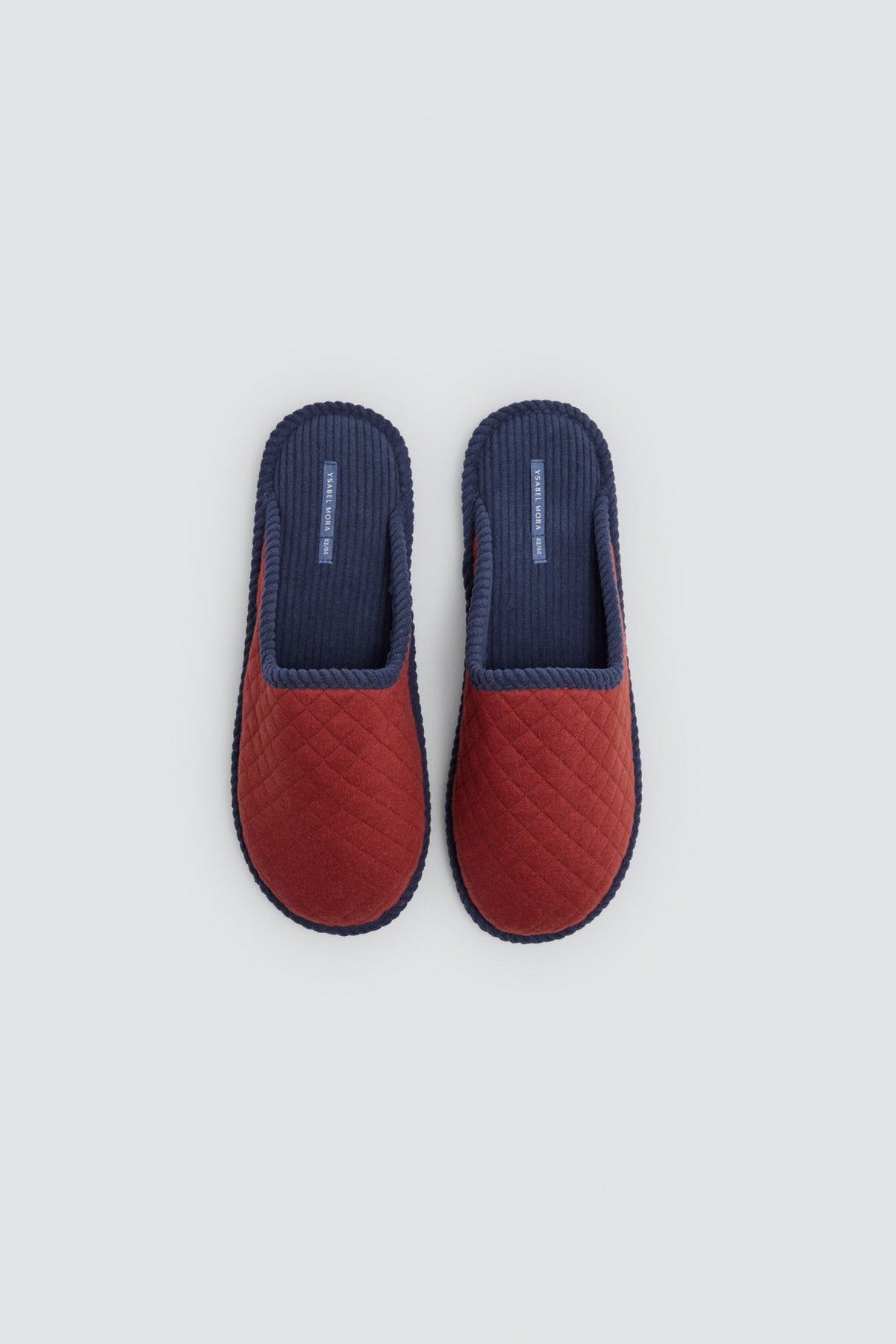 Zapatillas de casa acolchadas interior efecto pana colores contrastados burdeos