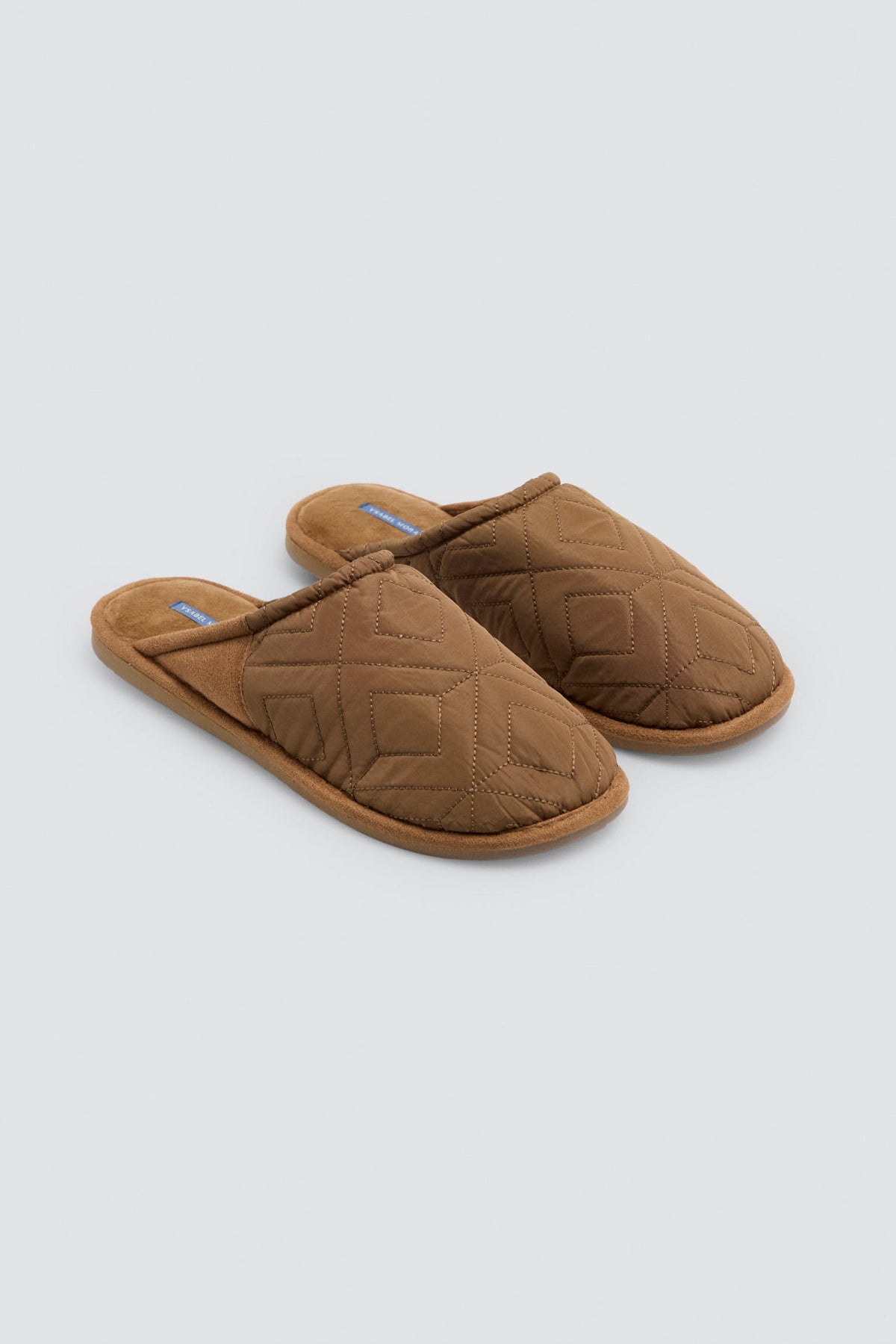 Pantufas de homem acolchoadas ocre efeito veludo