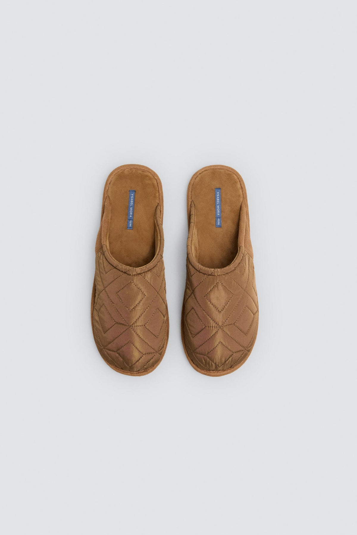 Pantufas de homem acolchoadas ocre efeito veludo