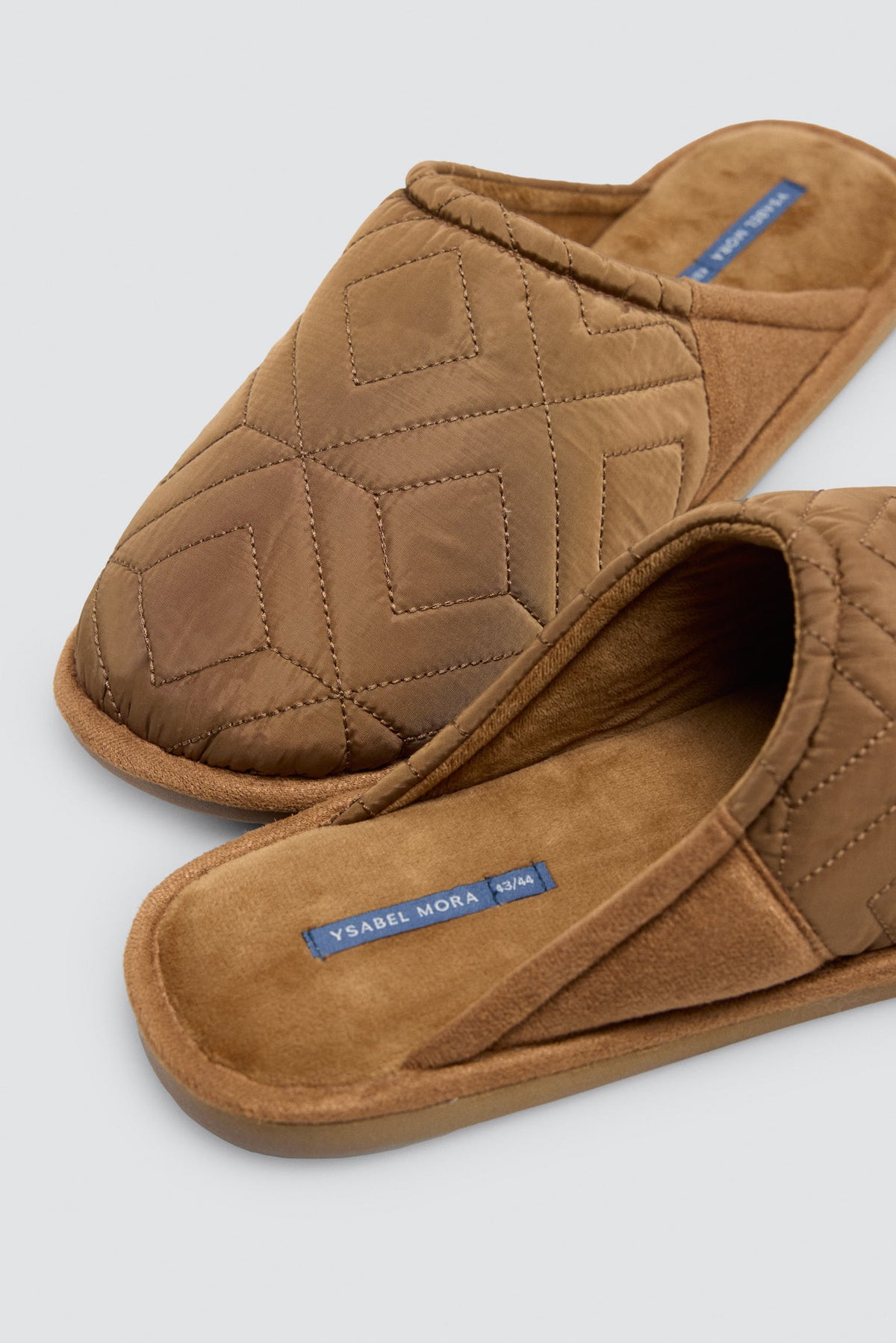 Pantufas de homem acolchoadas ocre efeito veludo