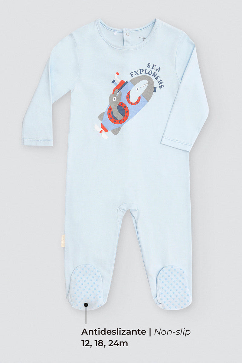 Pelele bebé manga larga estampado cohete - Ysabel Mora