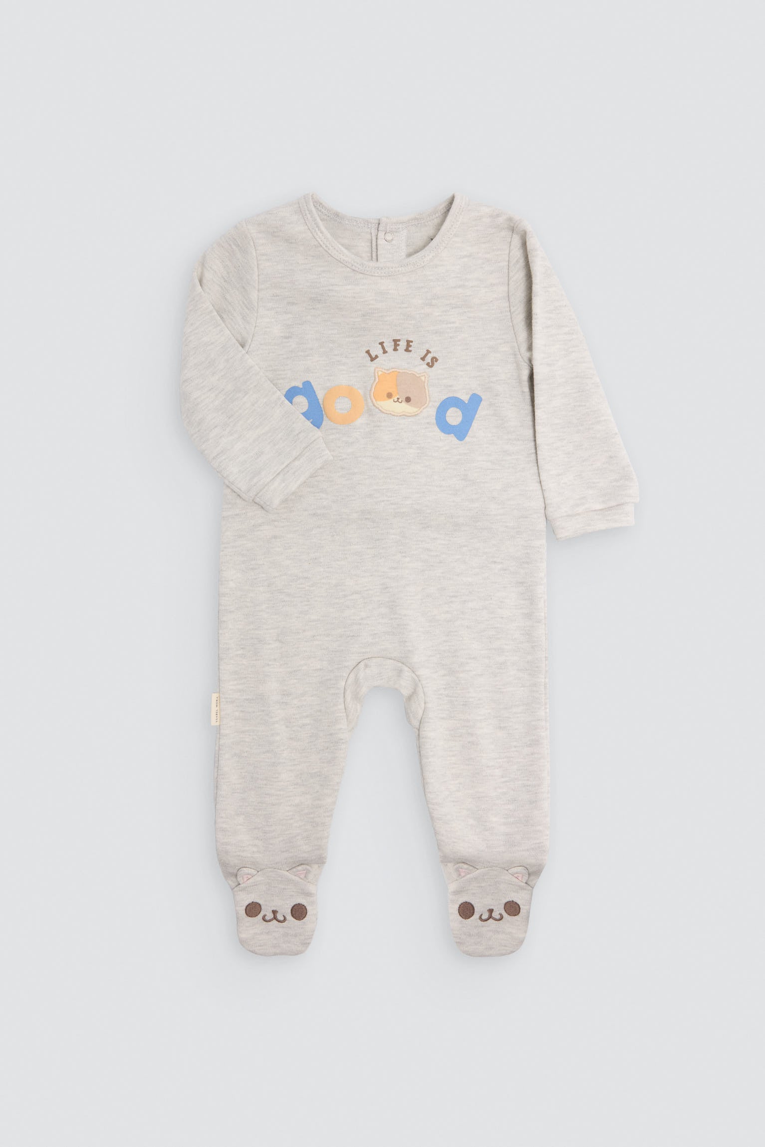 Pelele bebé manga larga detalles orejas 3D estampado gato - Ysabel Mora