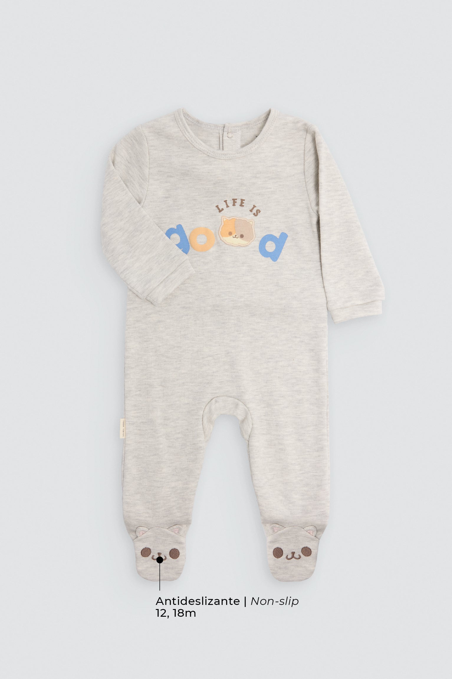 Babygrow de bebé manga comprida com detalhes de orelhas 3D e estampado de gato