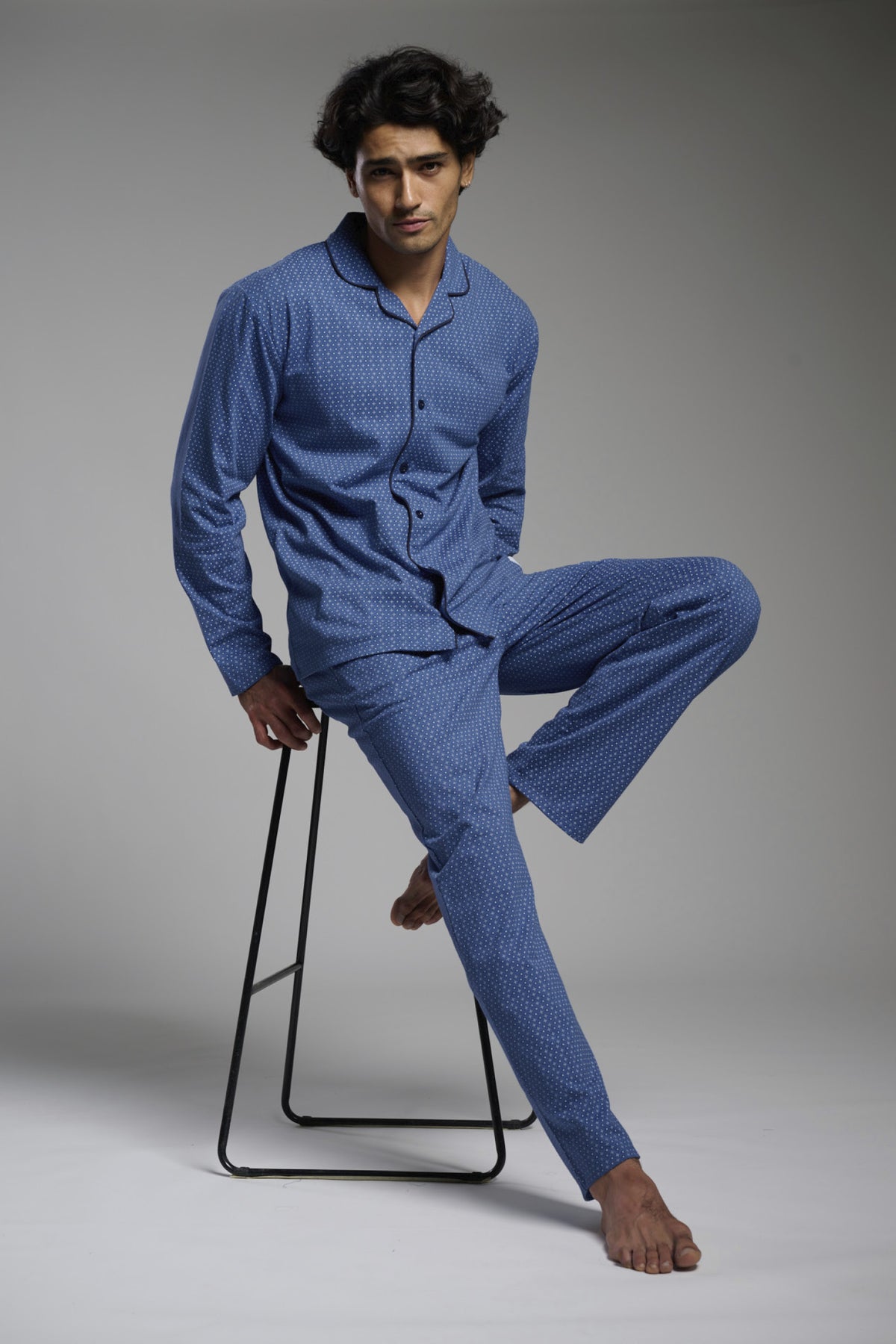 Pijama camisola comprido de homem em algodão estampado