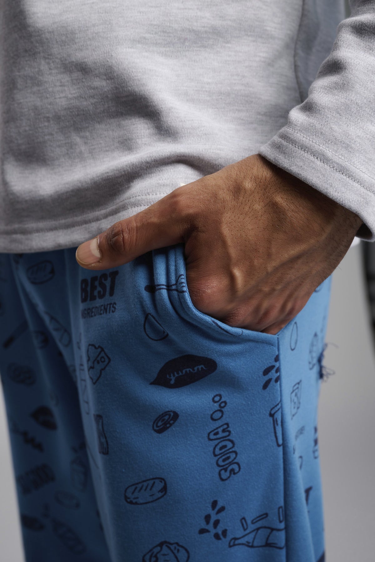 Pijama comprido de homem cardado estampado Food Truck