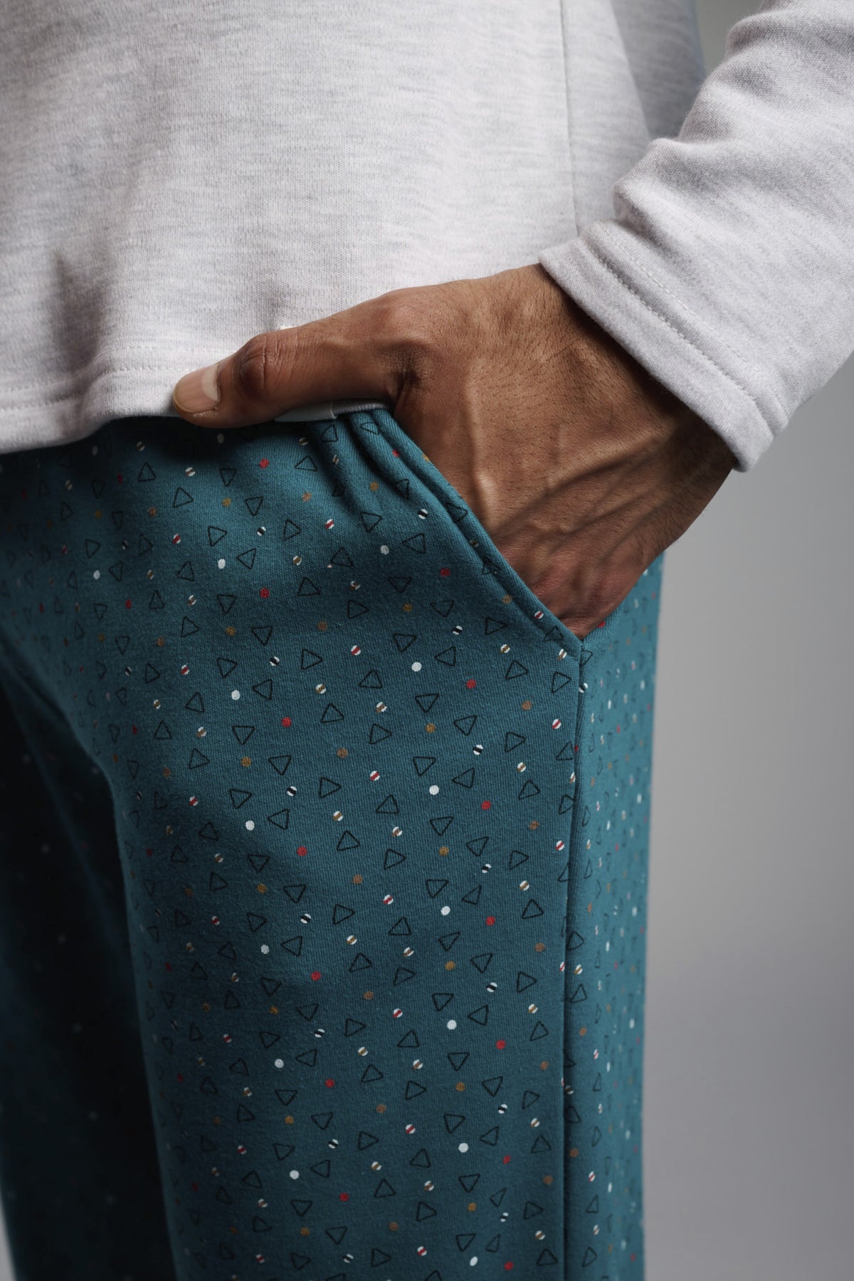 Pijama comprido de homem cardado estampado de bilhar