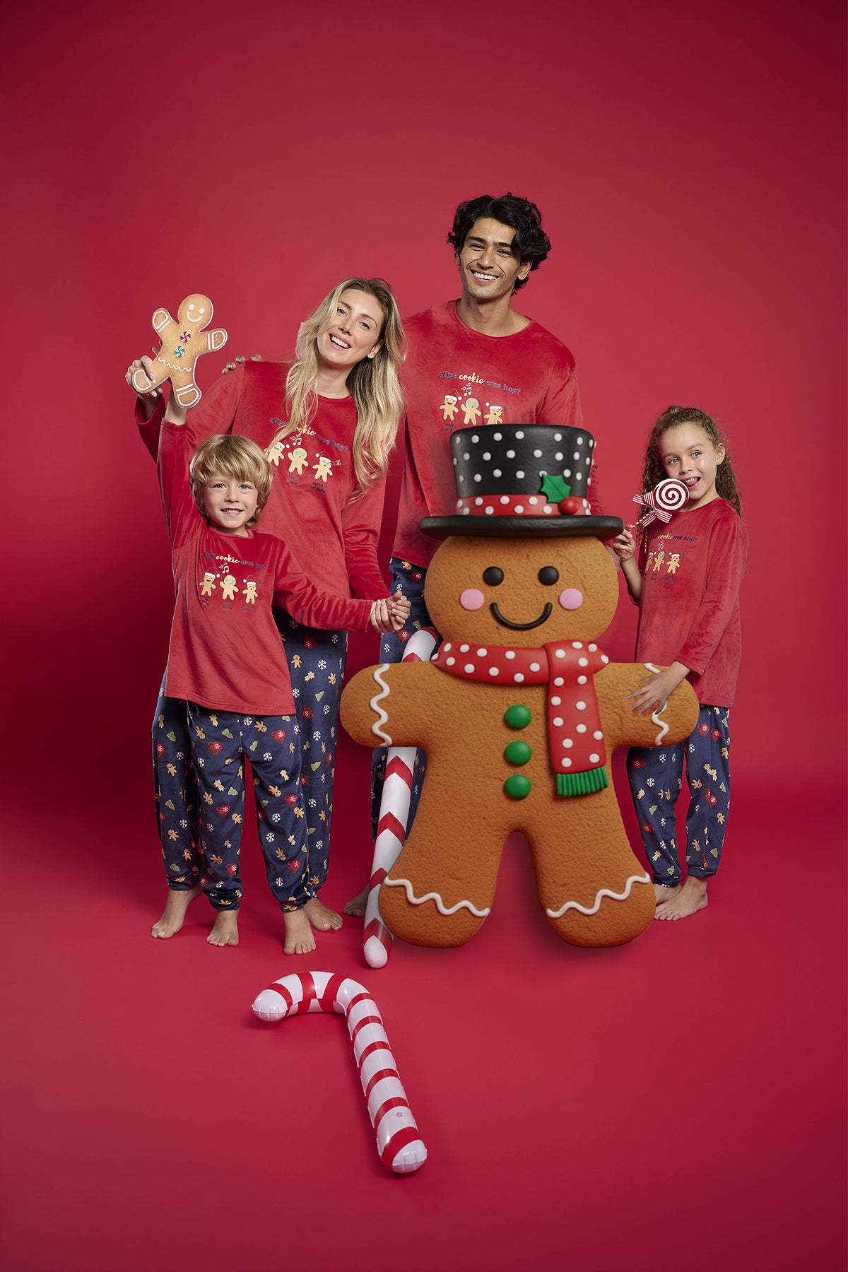 Pijama comprido de homem em veludo Natal estampado de gengibre
