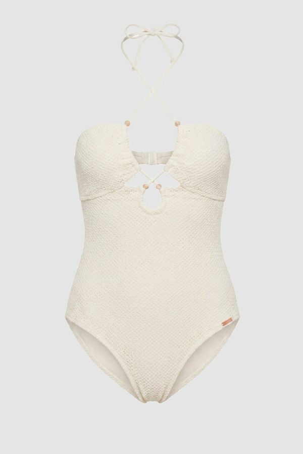 Conjunto de praia com fato de banho cruzado em cor de marfim @beagonzalez