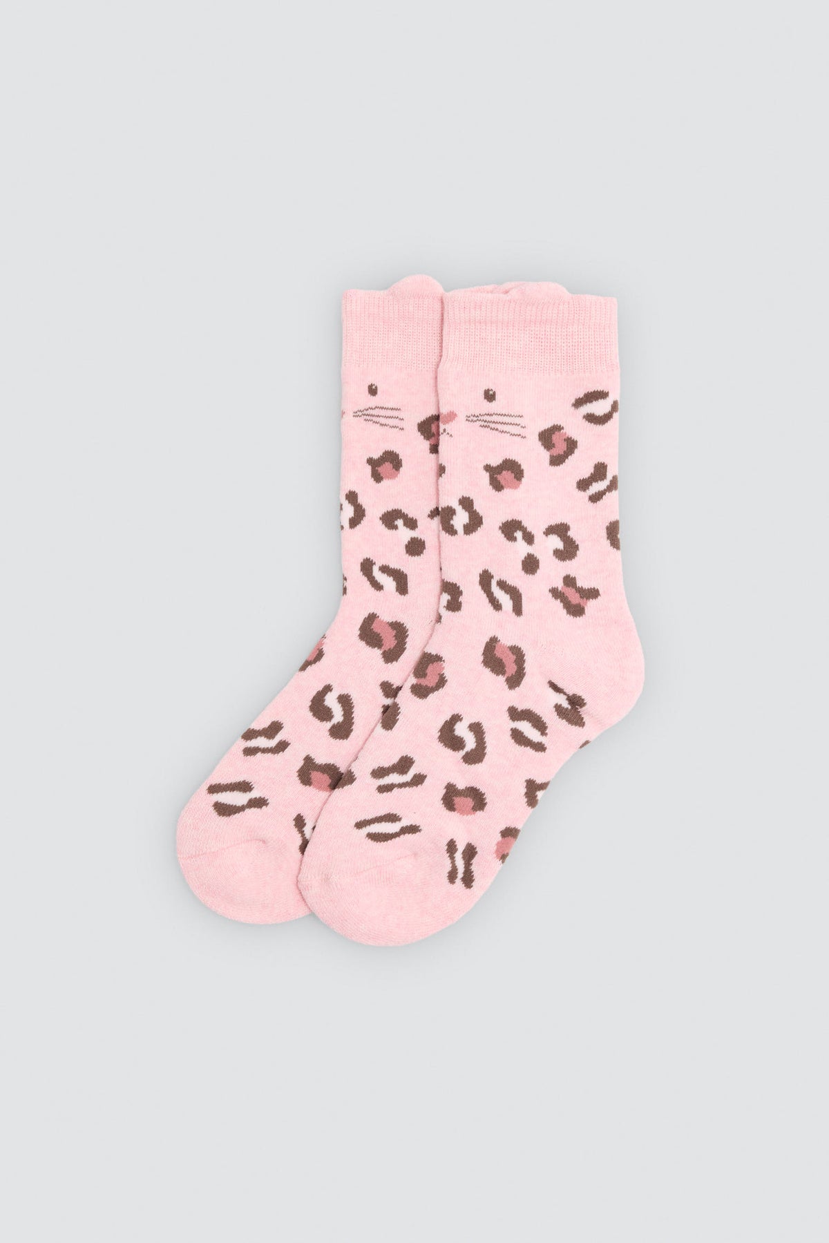 Pack de 3 meias térmicas de menina com detalhe orelhas de gato e estampado leopardo