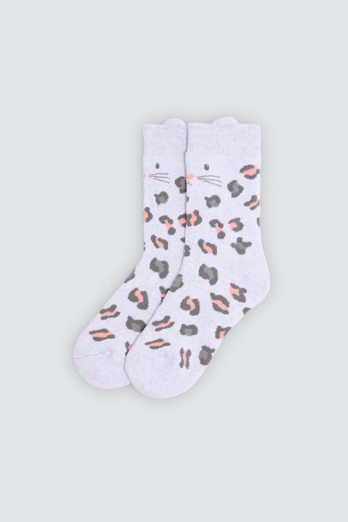 Pack de 3 meias térmicas de menina com detalhe orelhas de gato e estampado leopardo