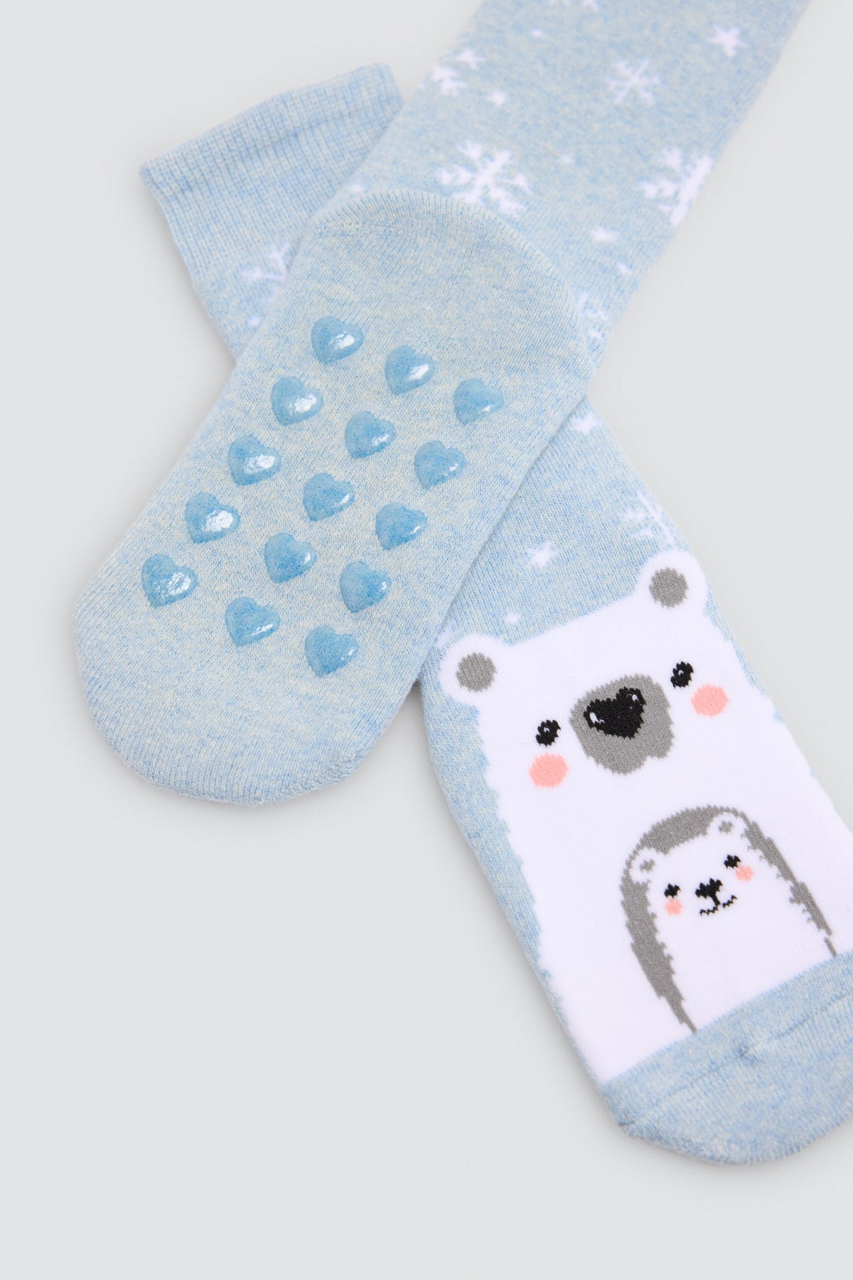 Pack de 3 meias térmicas antiderrapantes de menina com estampados de ursos e pinguins