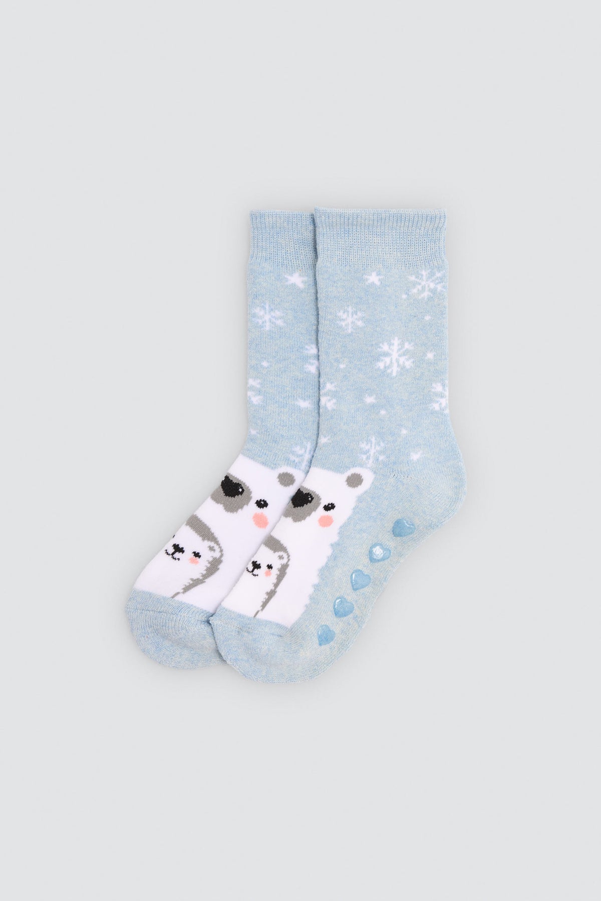 Pack de 3 meias térmicas antiderrapantes de menina com estampados de ursos e pinguins
