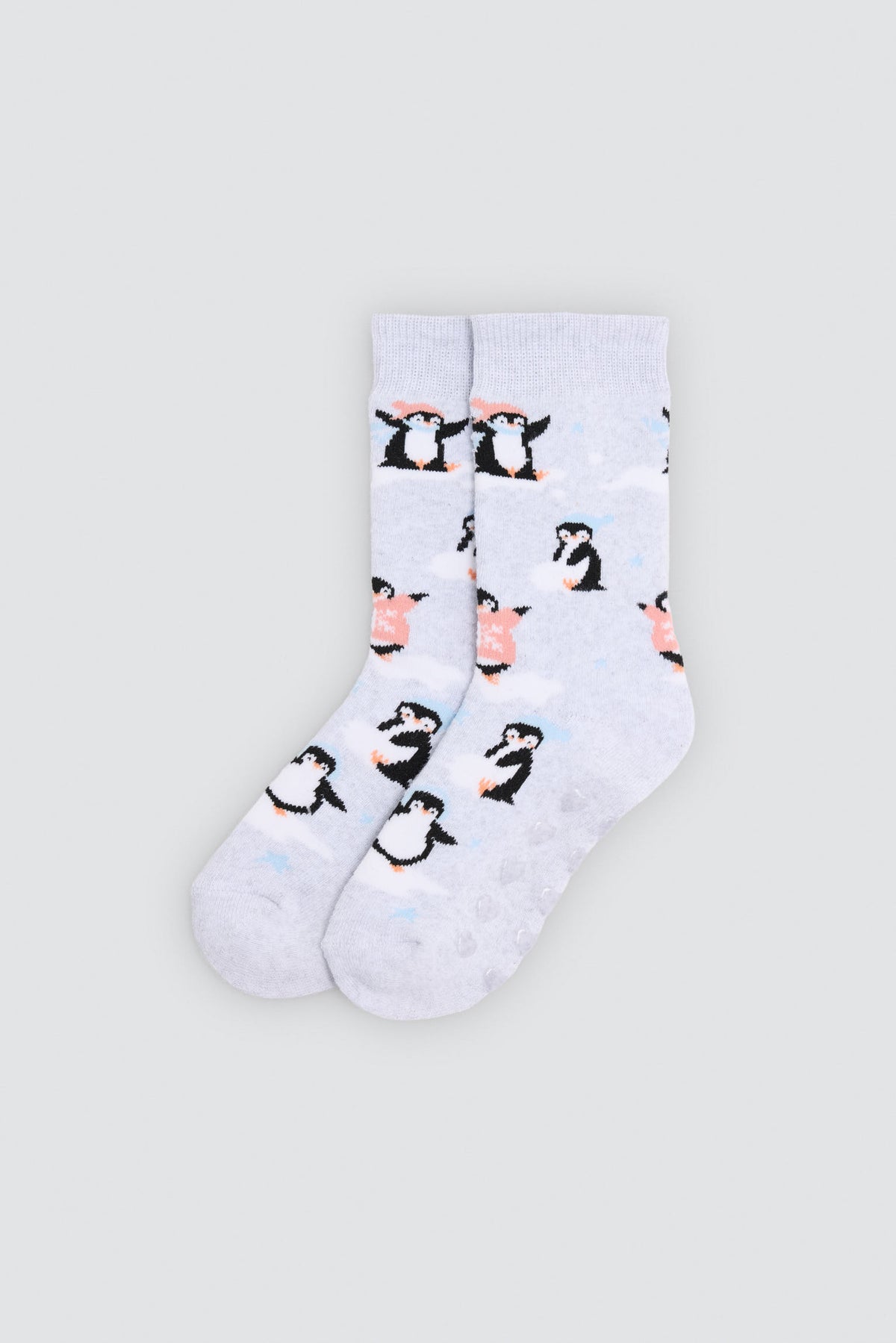 Pack de 3 meias térmicas antiderrapantes de menina com estampados de ursos e pinguins