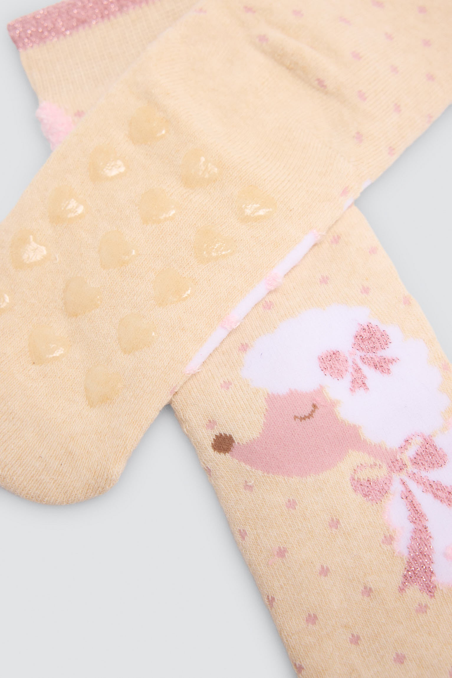 Pack de 3 meias térmicas antiderrapantes de menina com estampado de caniches