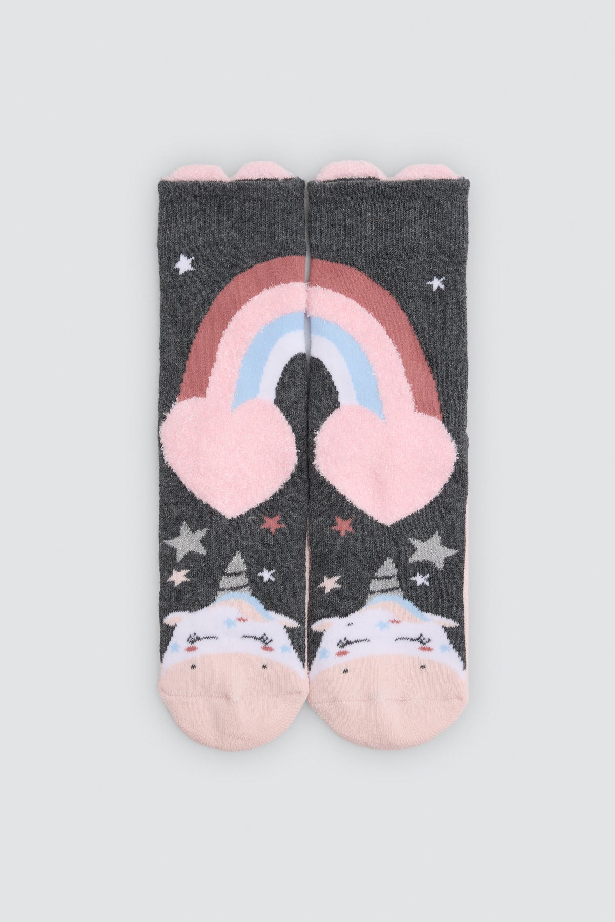 Pack de 3 meias térmicas antiderrapantes de menina com estampados de unicórnios e arco-íris